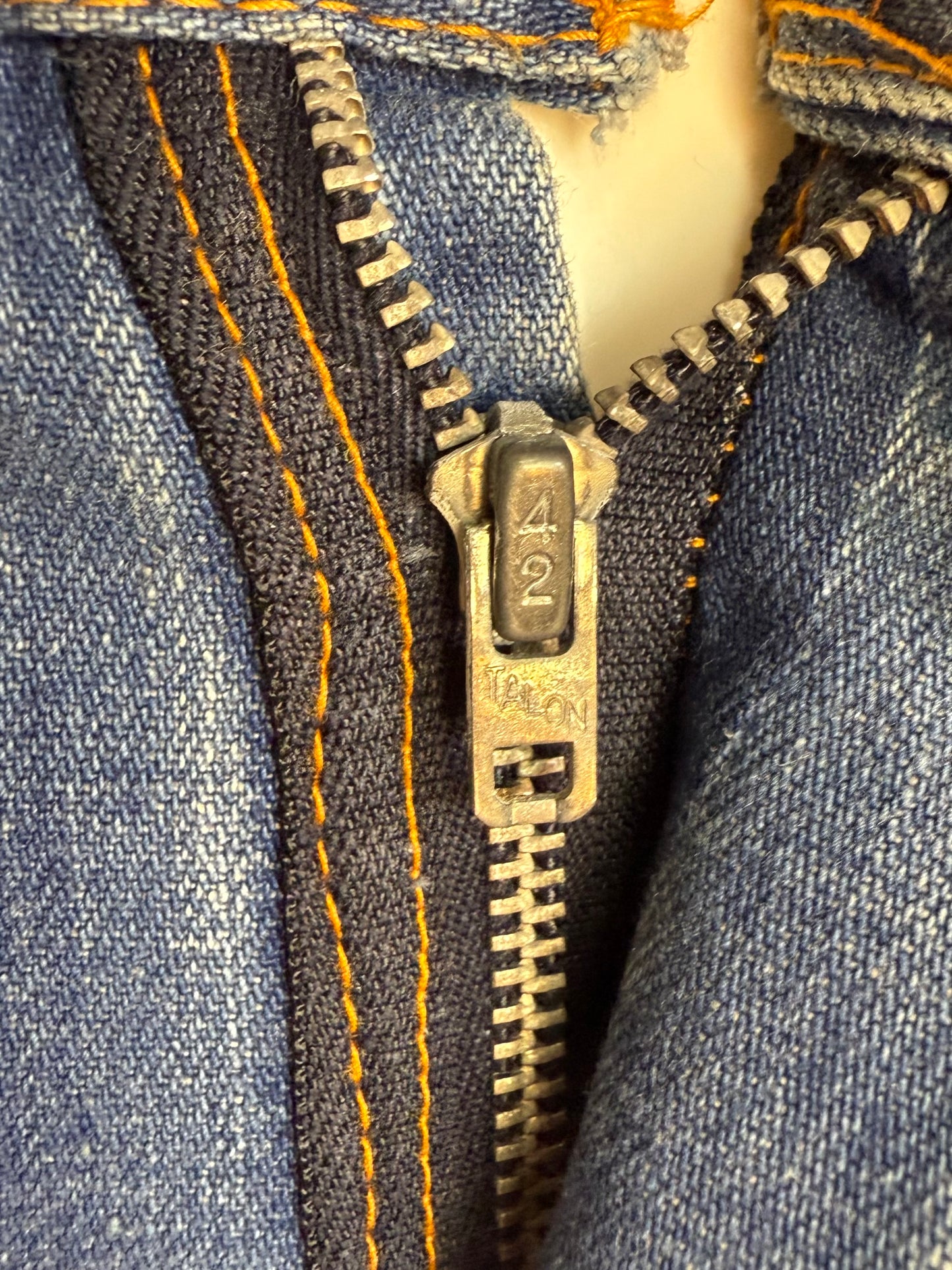 1970s Bell Bottom Blue Jeans, Hillbilly, 25.5"x31.5"