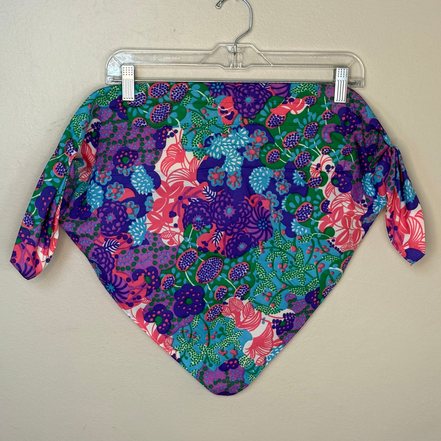 1970s Psychedelic Floral Head Scarf with Foam Stabilizer, Tie