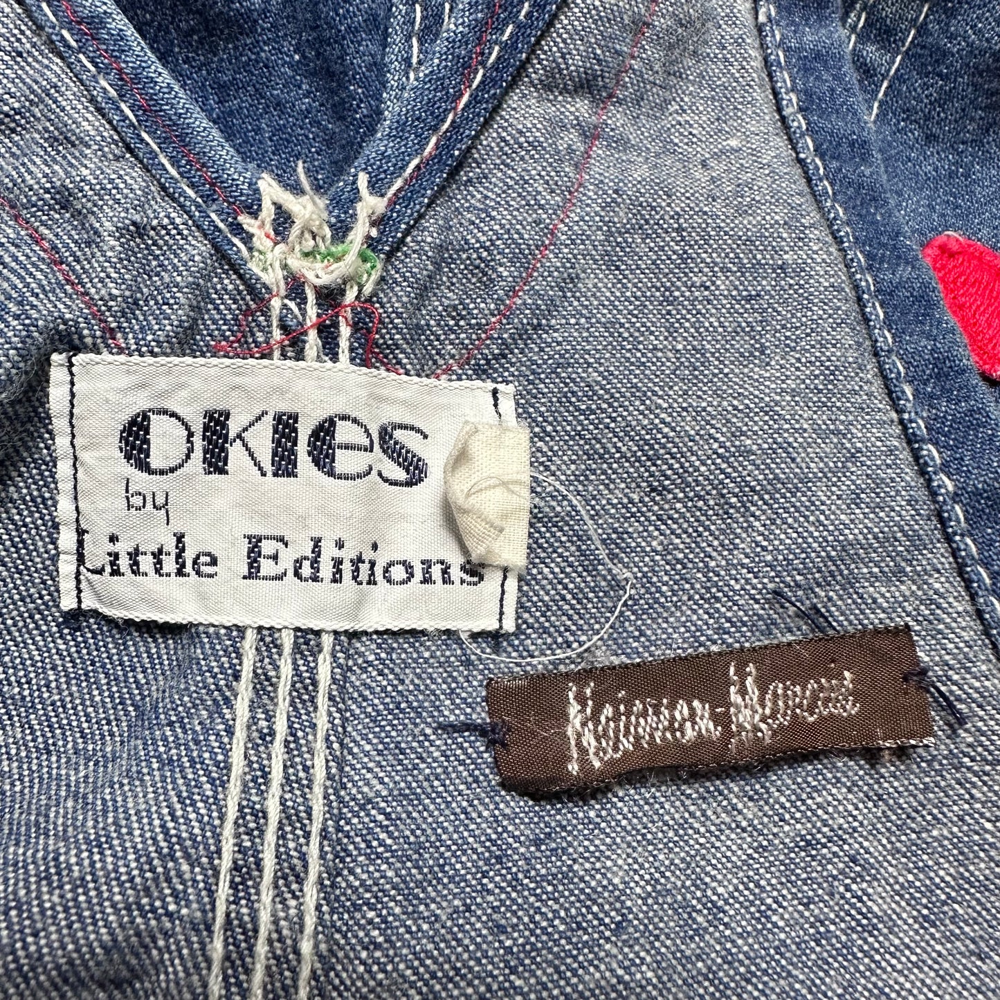1970s/80s Embellished OshKosh Overalls, Okies by Little Editions Size 2T, Neiman Marcus, Hearts, Valentines
