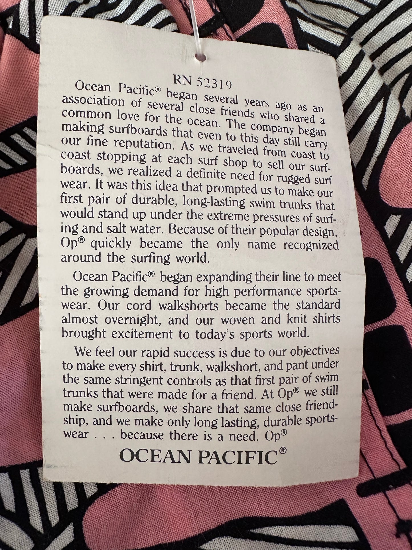 1980s Boys Pink Swim Trunks, Ocean Pacific Youth Large, Deadstock with Tags