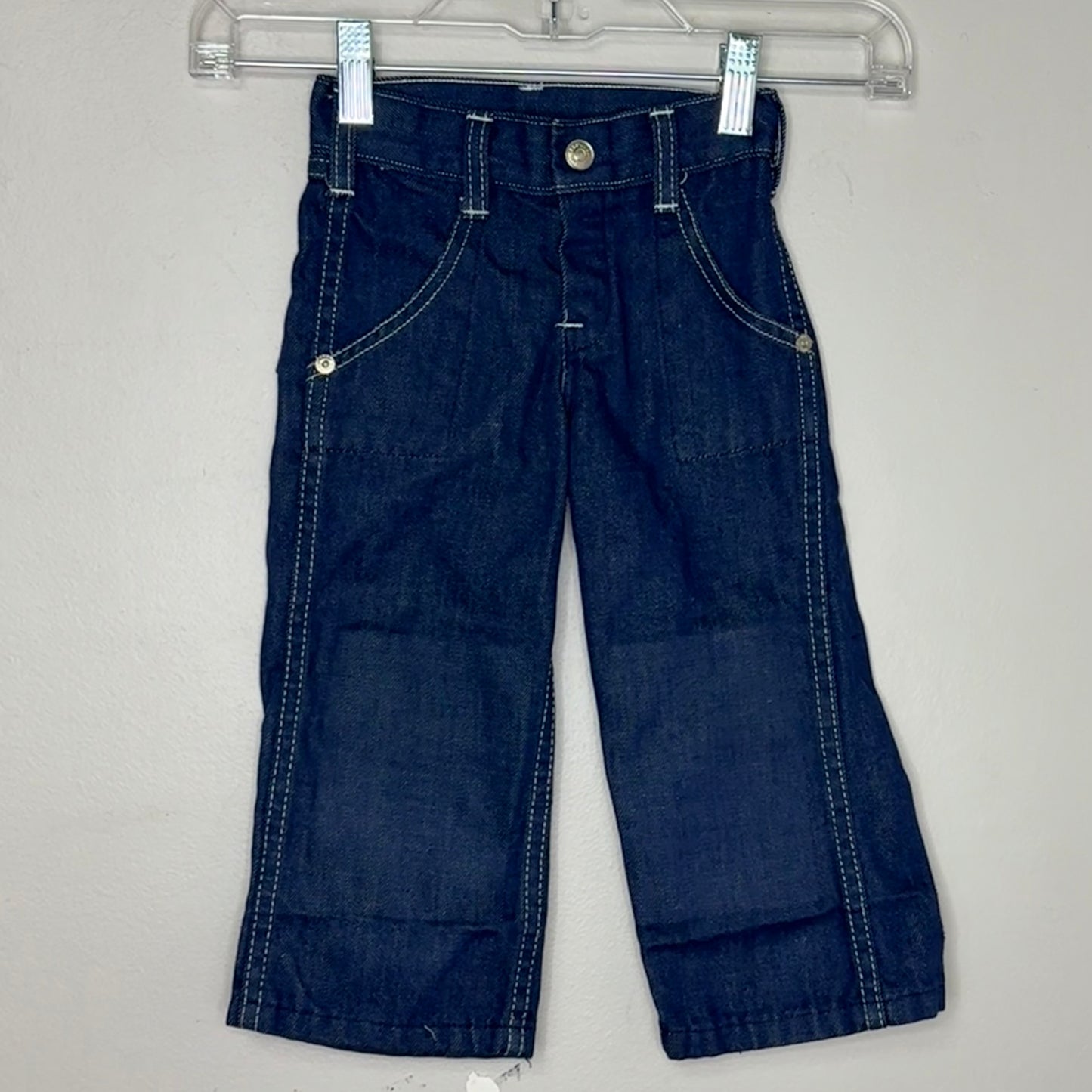 1970s Kids Blue Jeans, Rough Housers Sears Size 3T, Dark Denim