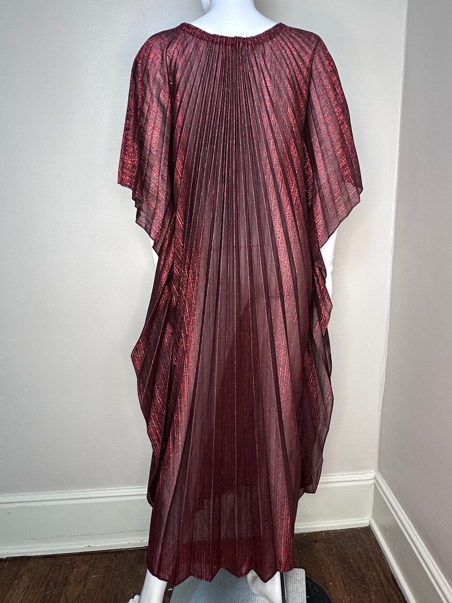 1960s/70s Red Lurex Pleated Caftan, Open Sizing