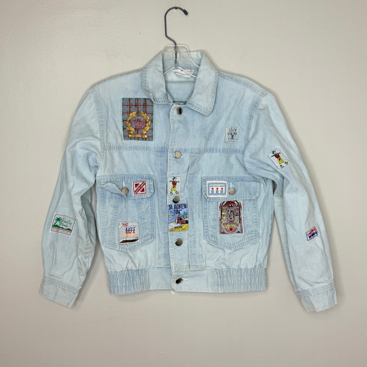 1980s Kids Denim Jacket with Patches, L’Autre Mode Size 9/10