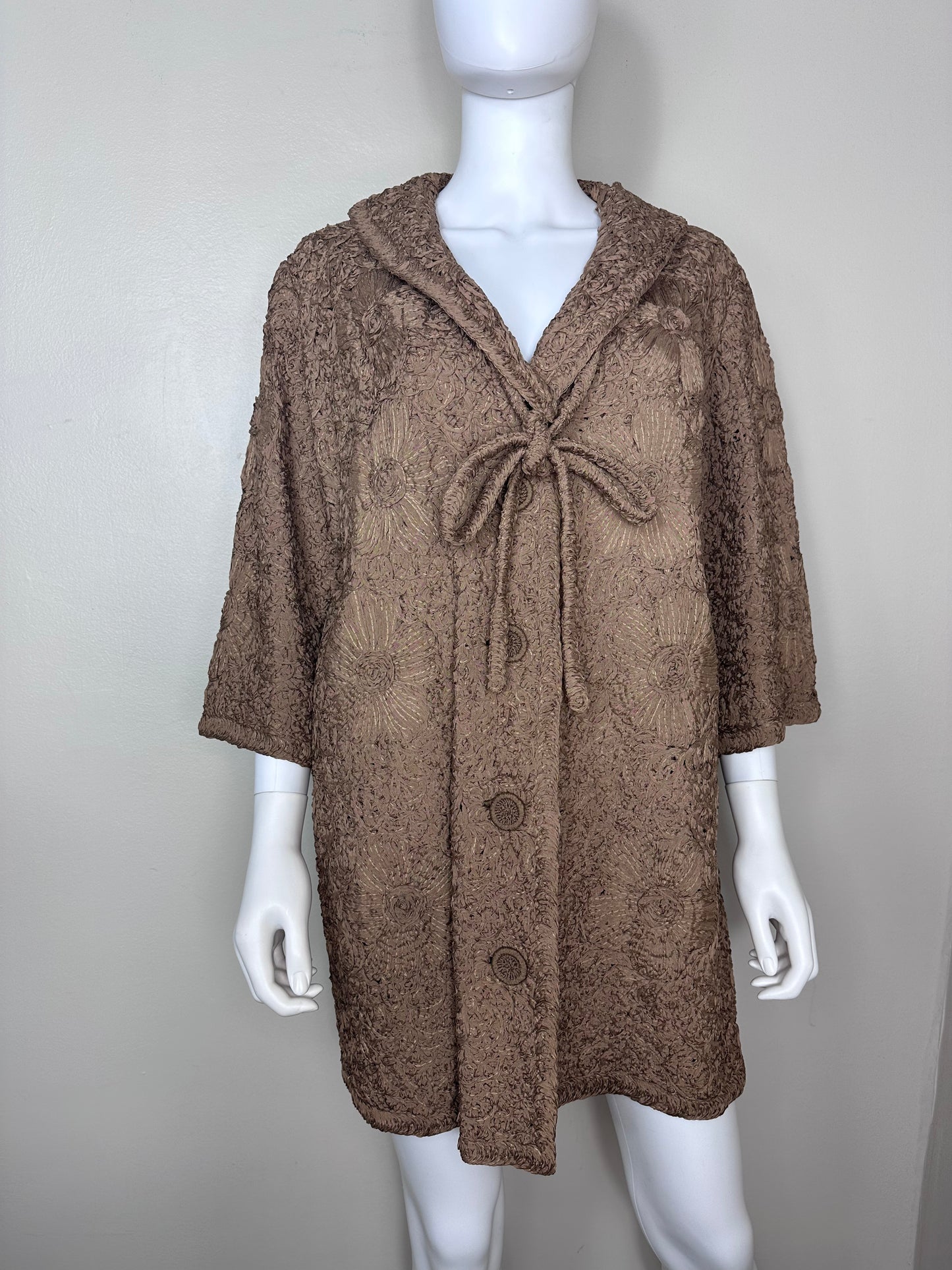 1950s/60s Brown Ribbon Work Coat, The Halle Bros Co Specialty Shop Size Large