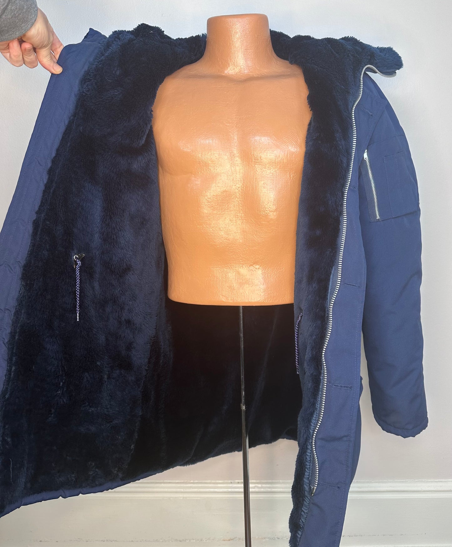 1970s/80s Navy Blue Parka Coat, Sears Work n Leisure Size M/L