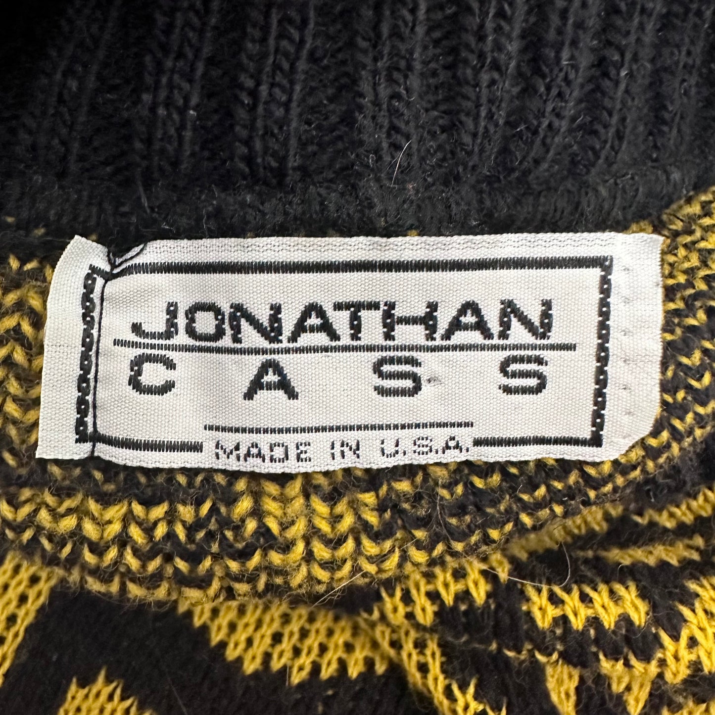 1980s Black and Yellow Geometric Sweater, Jonathan Cass Size Large