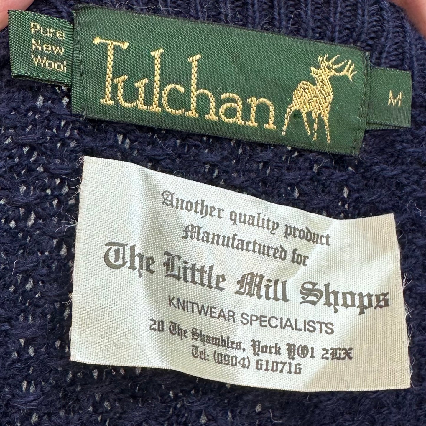 1990s Strawberry Stripe Cardigan Sweater, Tulchan Size Medium, Pure New Wool Jumper, The Little Mill Shops