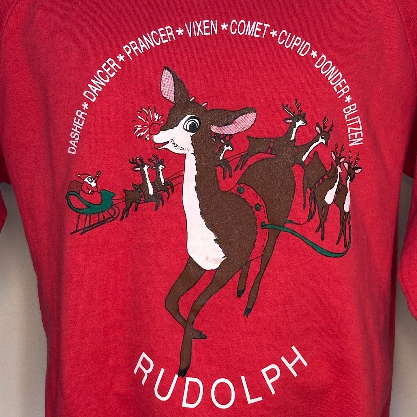 1990s Rudolph the Red Nose Reindeer Sweatshirt, Christmas Sweater, Active Sportswear Size XL