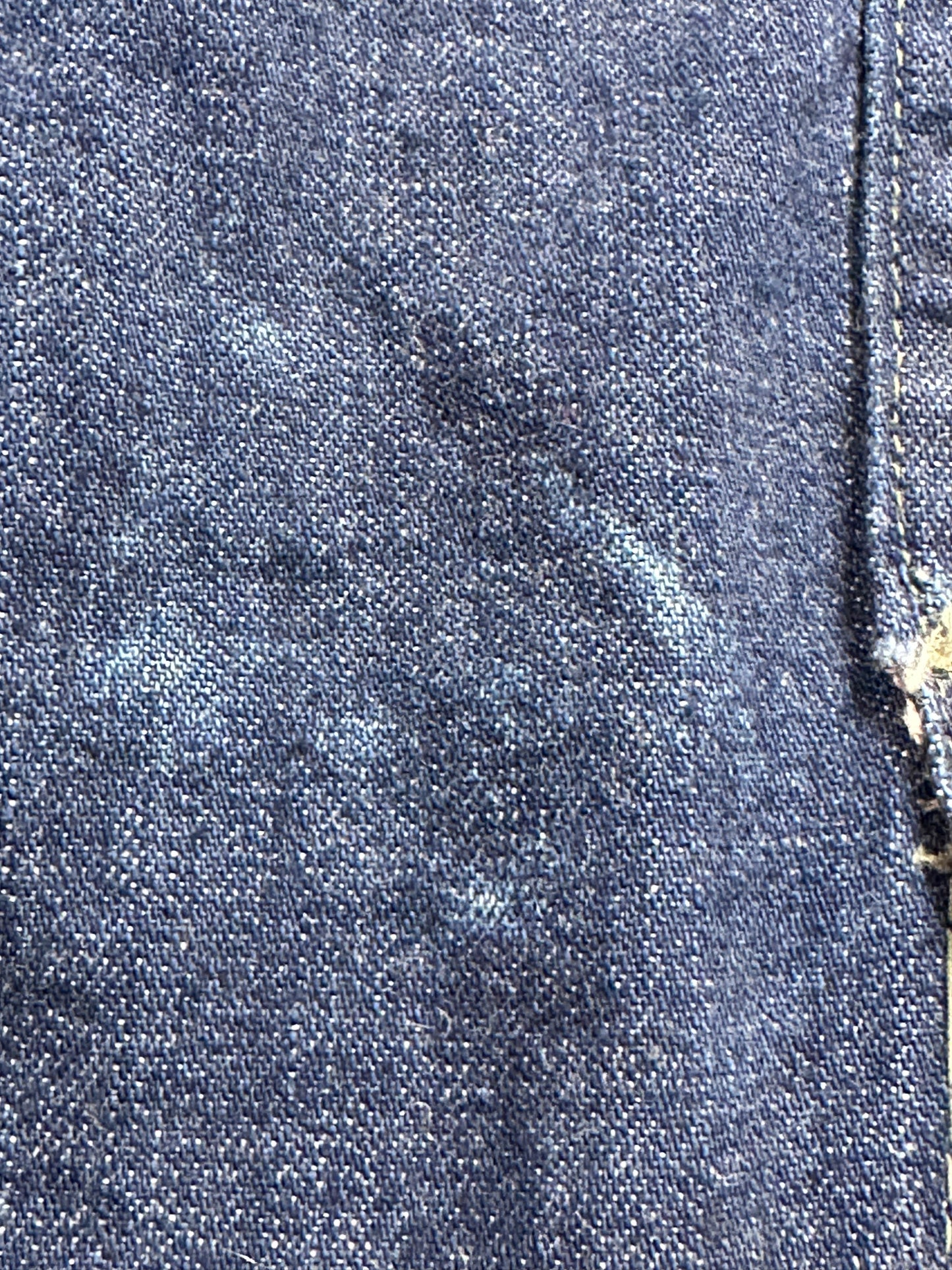 1950s Selvage Denim Shop Coat, Size XL, Gates Chain Stitch Embroidery