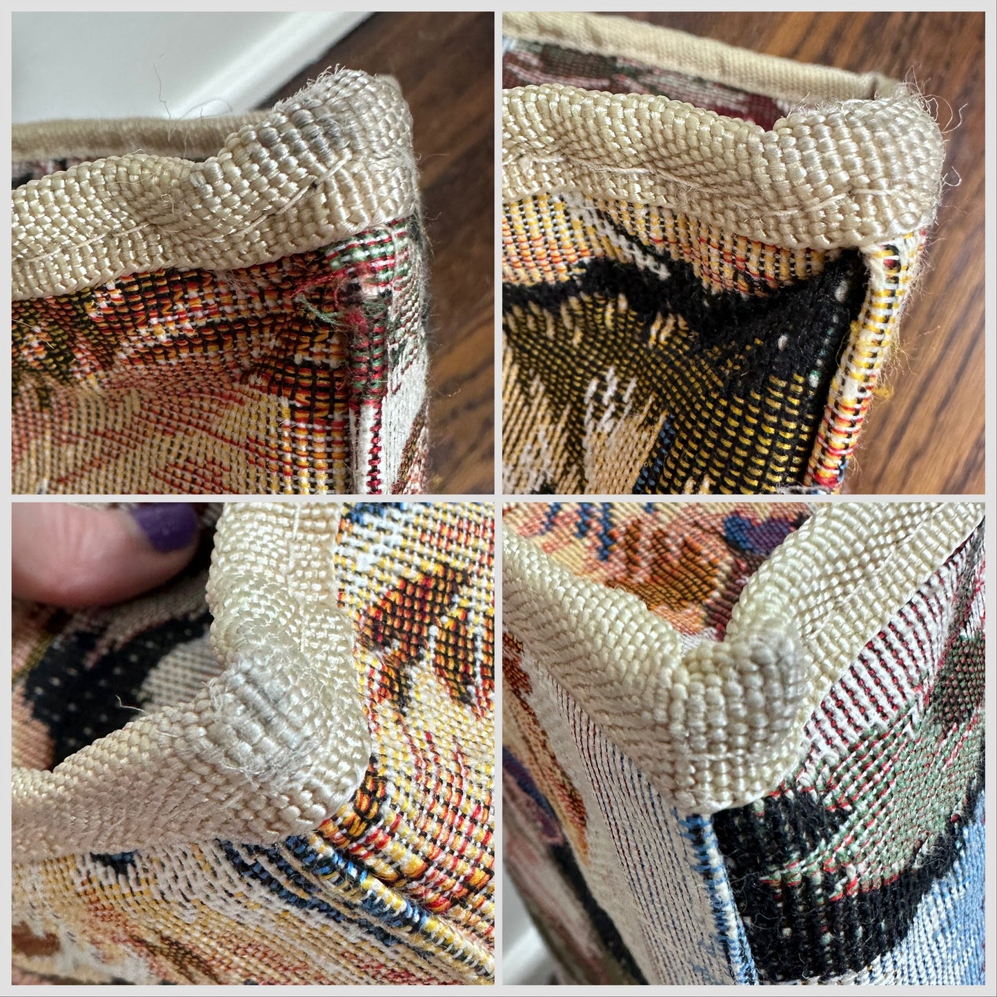 1990s/Y2K Cat Tapestry Tote Bag Purse, Jade