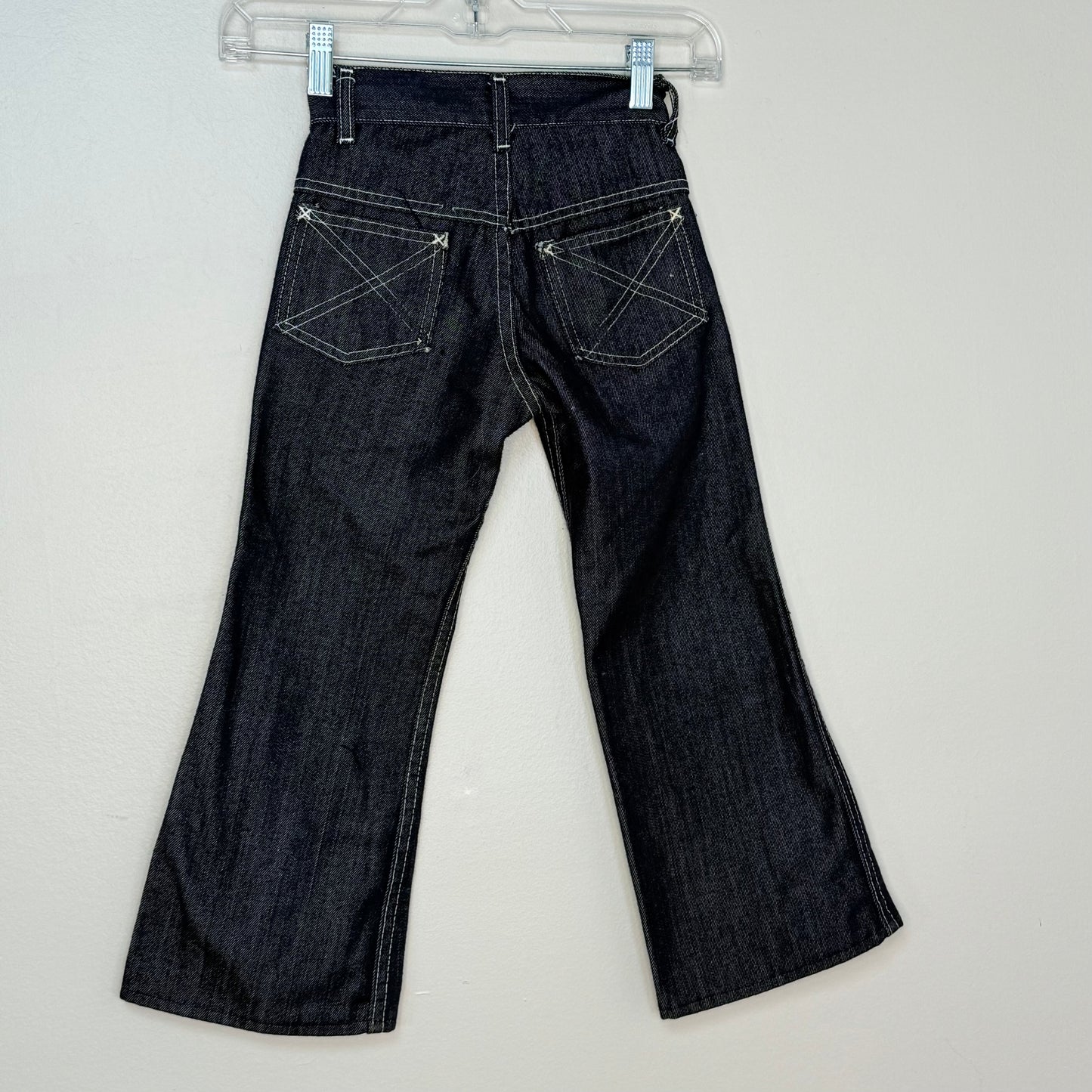 1970s Kids Flare Leg Blue Jeans, Sears Toughskins Size 7 Slim