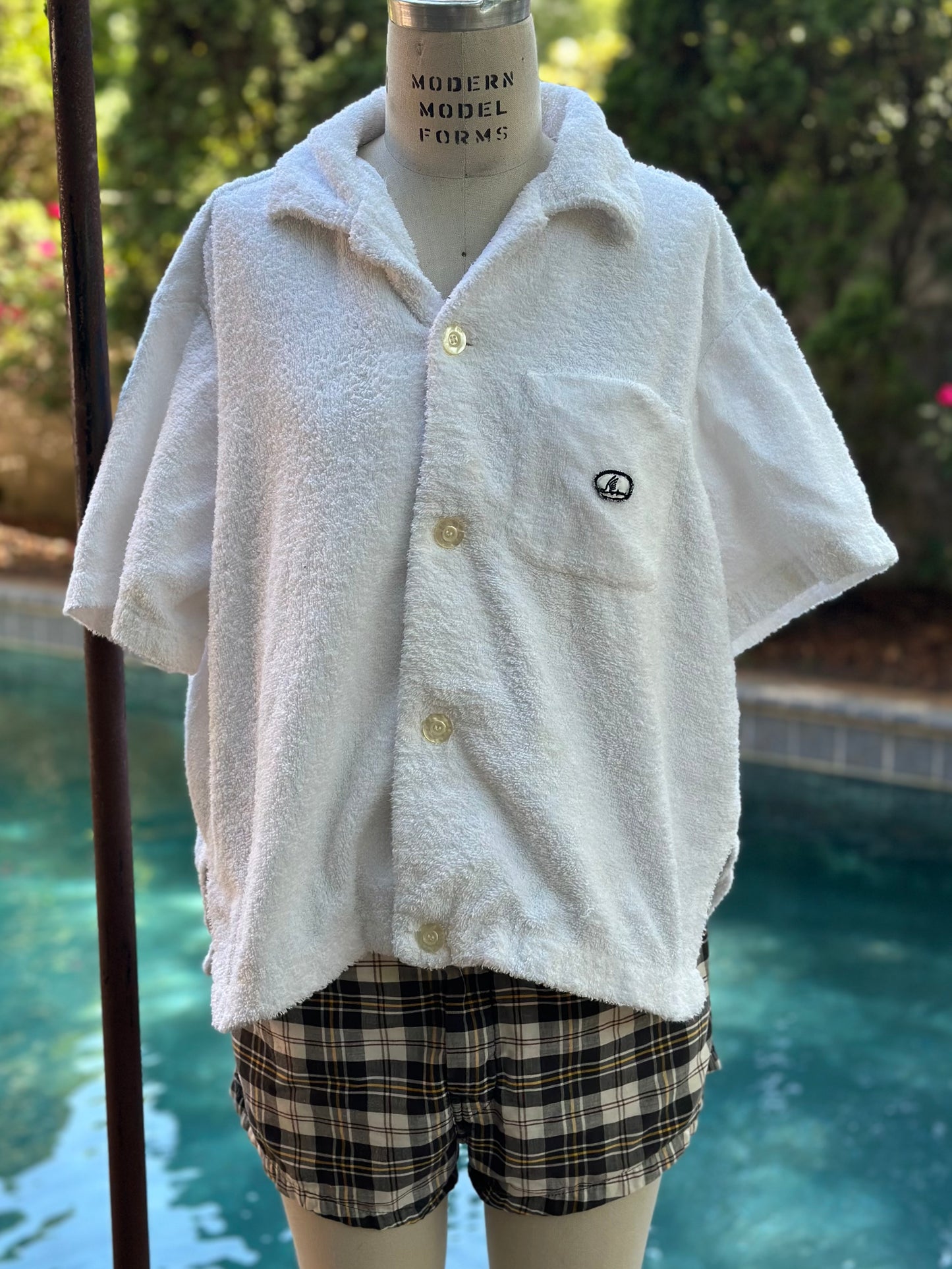 1950s Men’s Plaid Swim Trunks, Jantzen Size Medium, Cotton Swimsuit Shorts