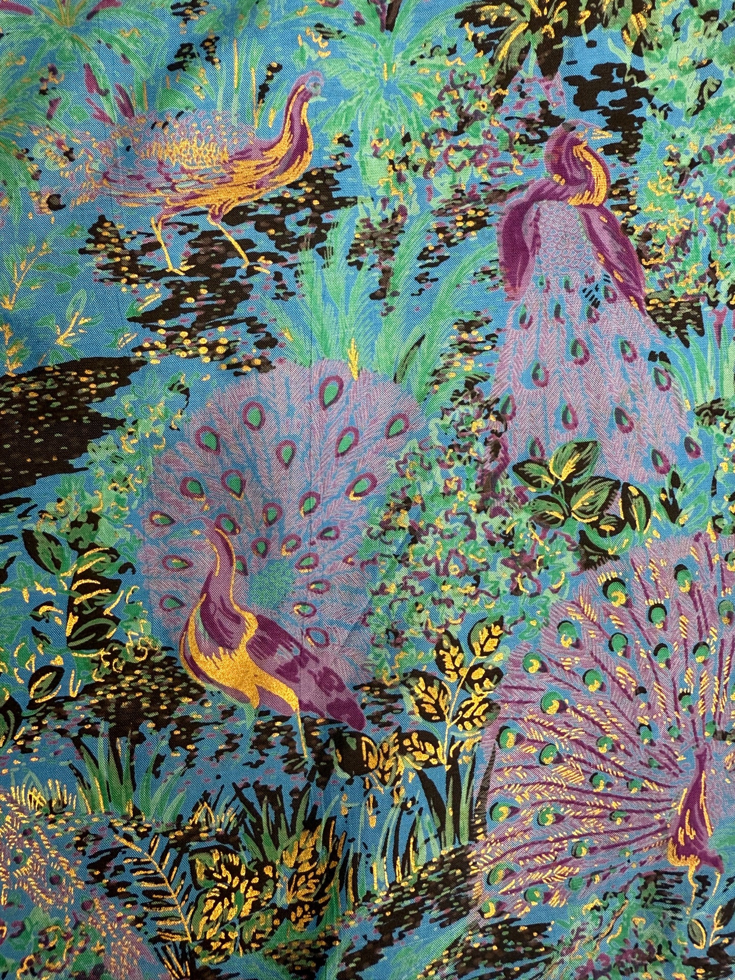 1980s/90s Peacock Print Shirt, Samorn Thai Silk Size Medium