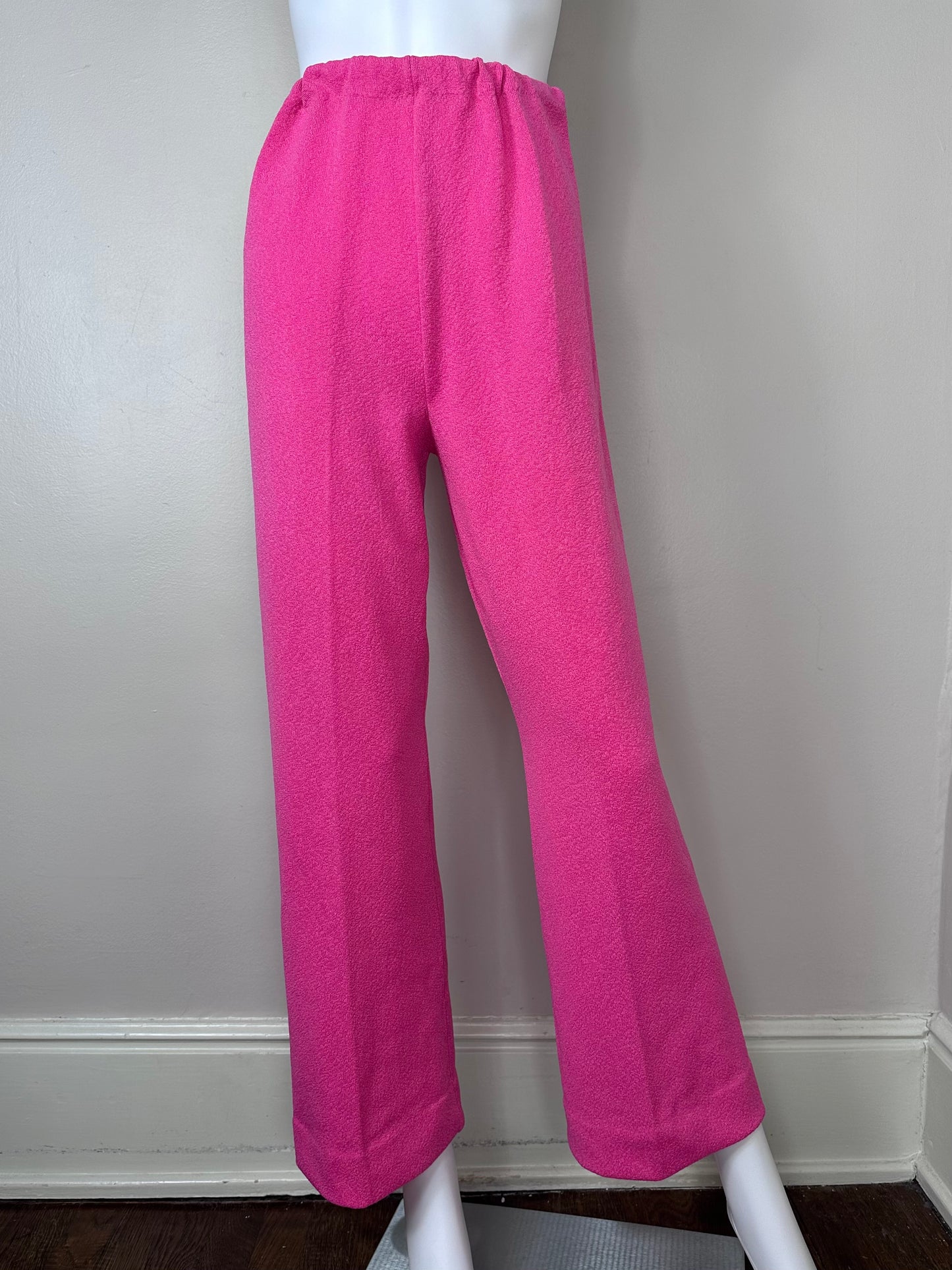 1960s/70s Bright Pink Polyester Top and Pants Set, Talbott Travler Size Small