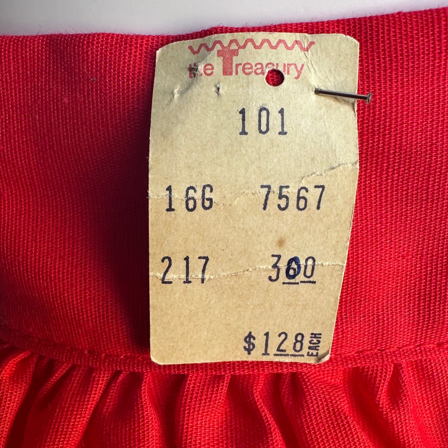 1960s Red Half Apron with Red and White Stripe Pocket, Beco Originals, Deadstock