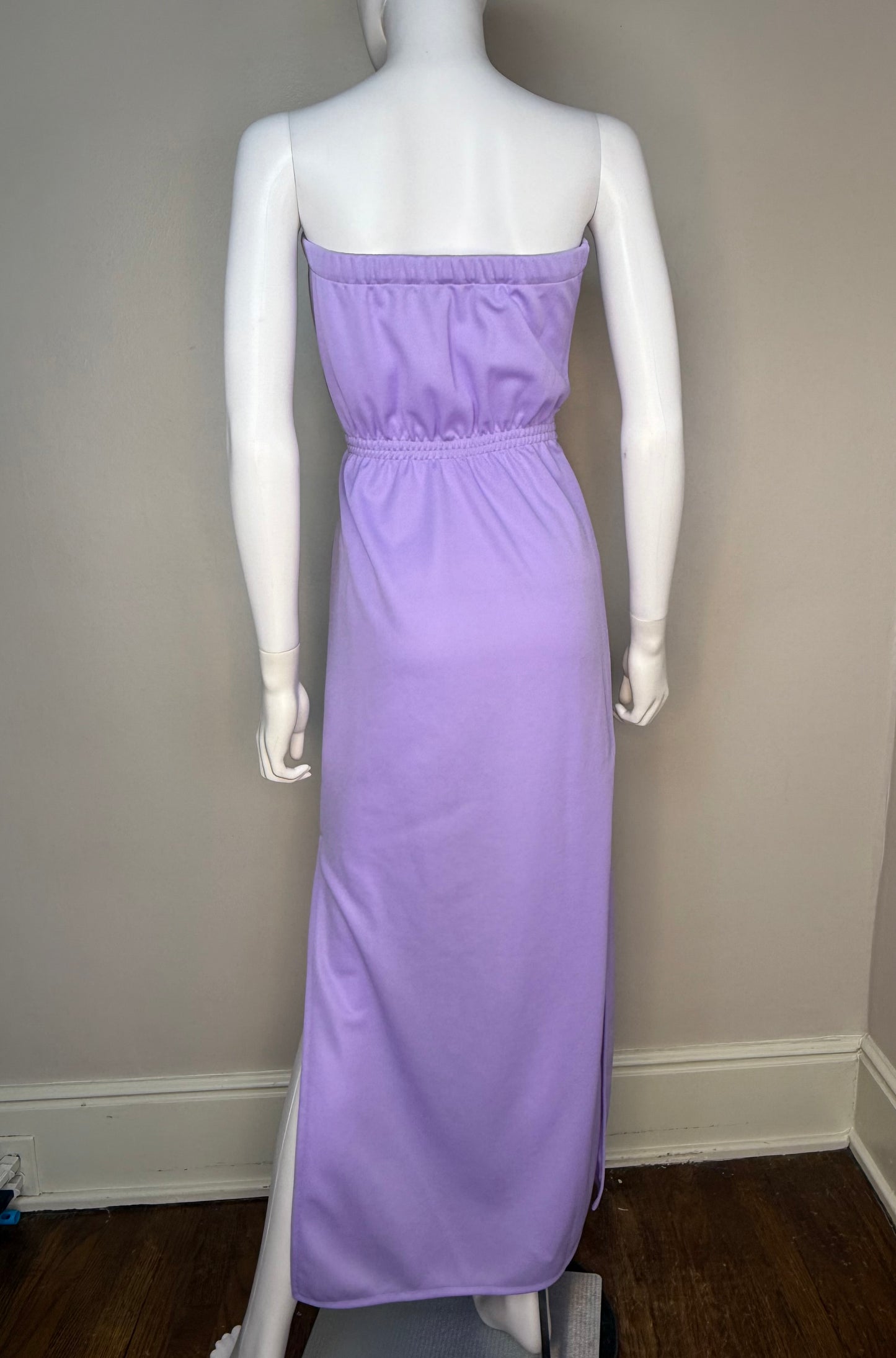 1970s Purple Strapless Maxi Dress, Alfred Shaheen Hawaii Size XS, Hawaiian Sundress