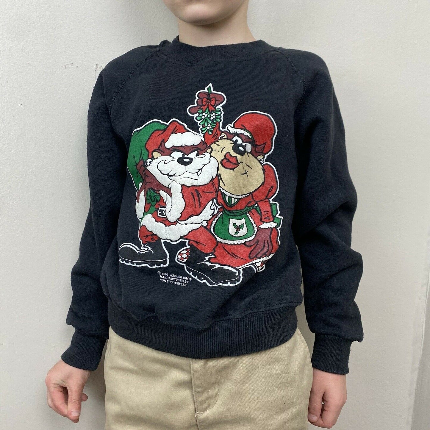1990s Tasmanian Devil Christmas Sweatshirt, Youth Size 7/8, 90s Looney Tunes