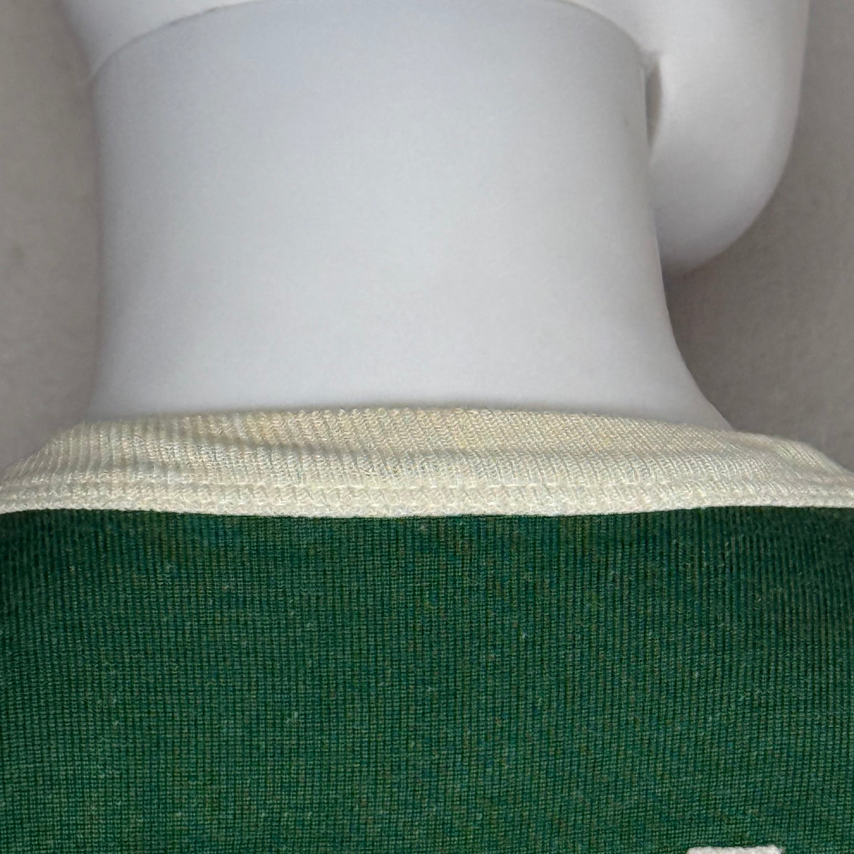 1960s/70s Kids’ Green and White Durene Jersey T-Shirt Size Youth M/Adult XS, No 21, Russell Southern Co