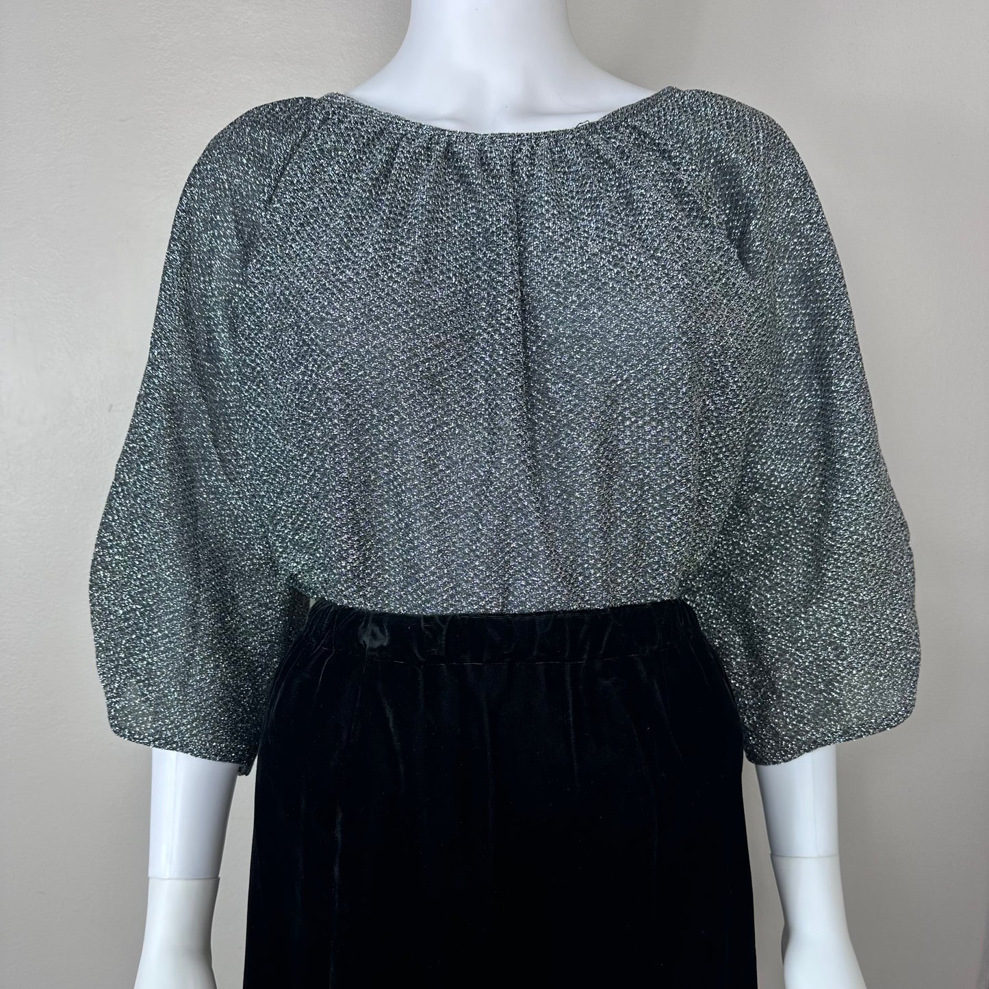 1970s Black and Silver Lurex Top, Young Stuff Size 2X-3X