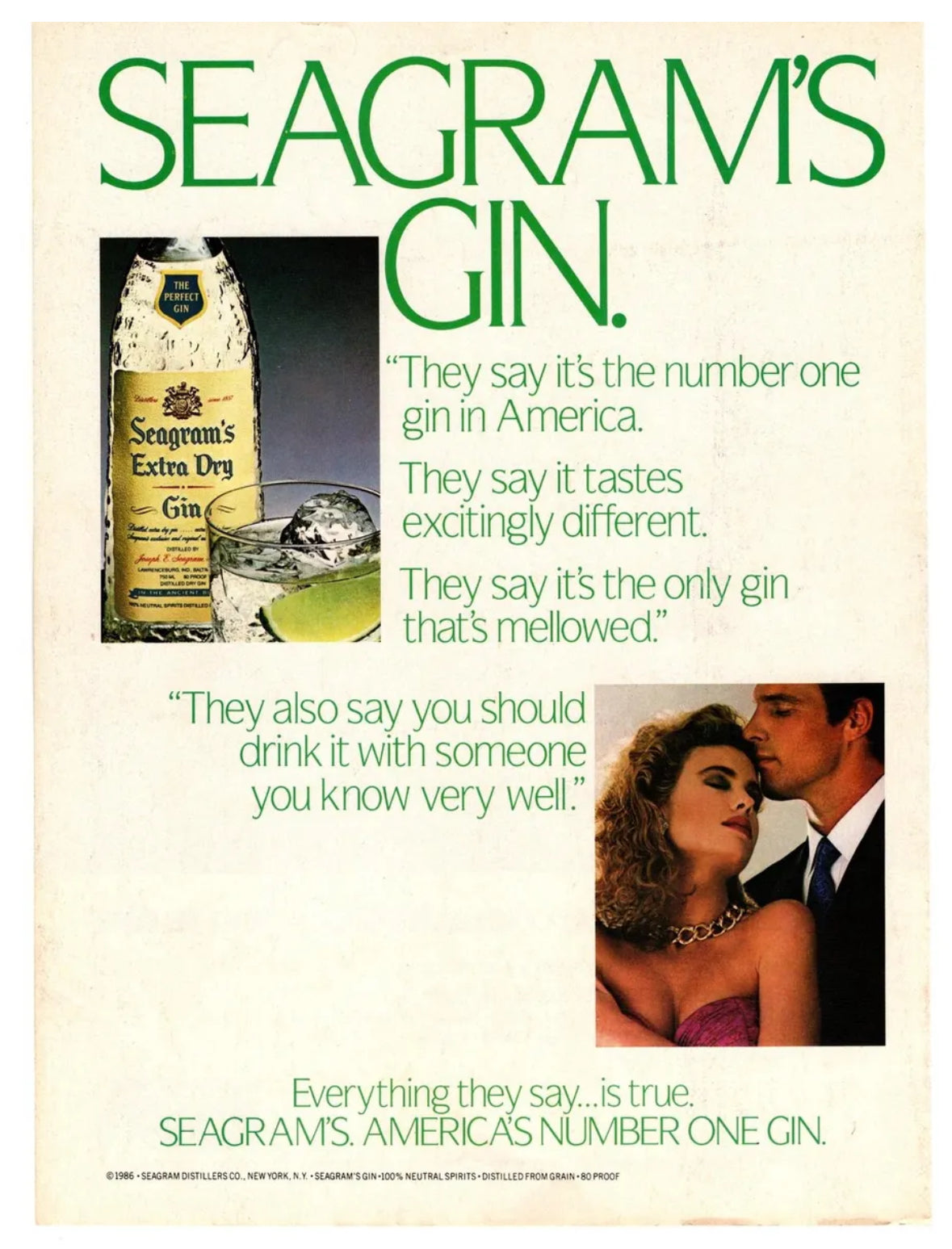 1980s Seagram’s Gin T-Shirt Nightgown, Everything They Say is True, Anvil Size M/L