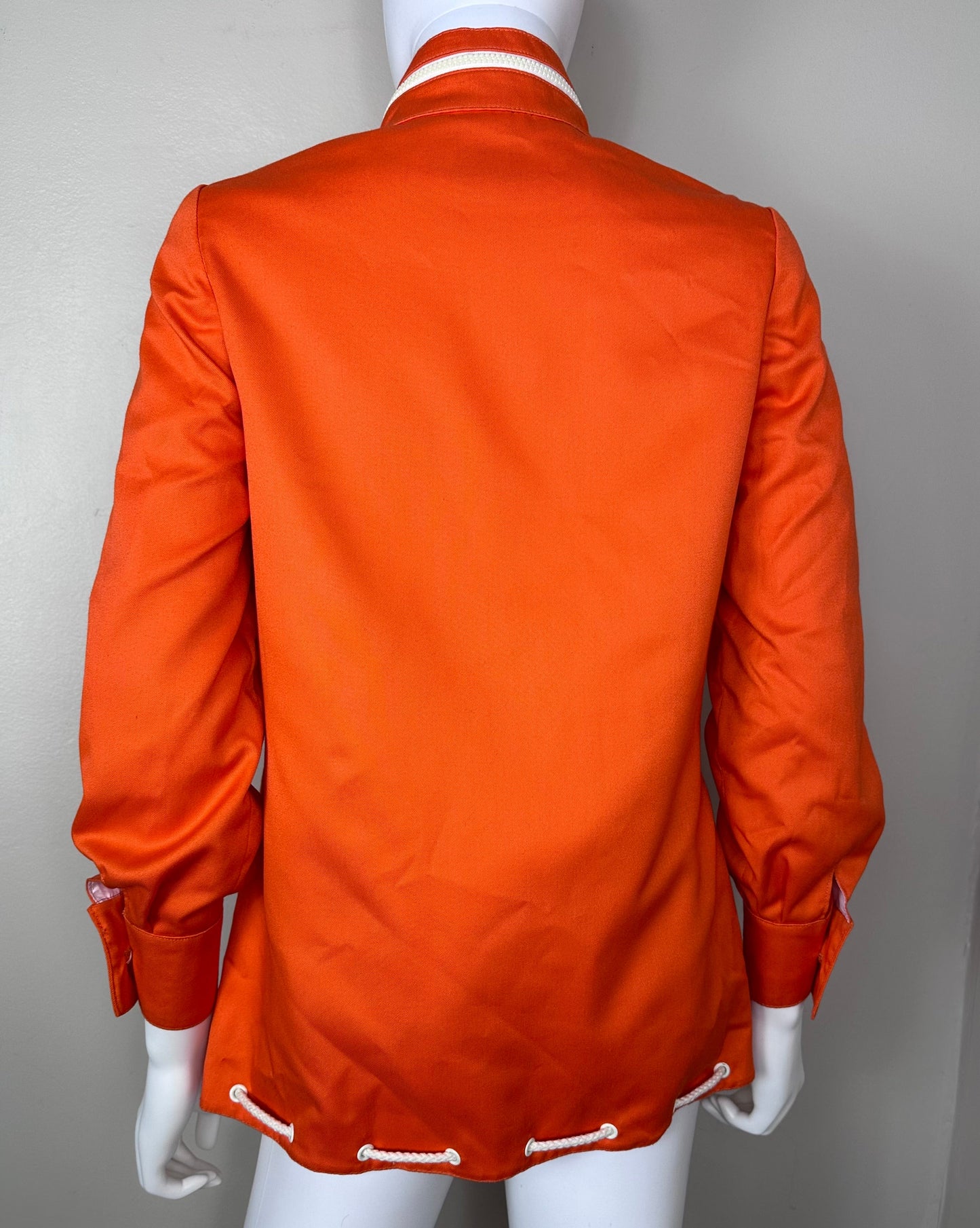 1970s Orange Mod Jacket with Zippers, Harvé Benard Size Small
