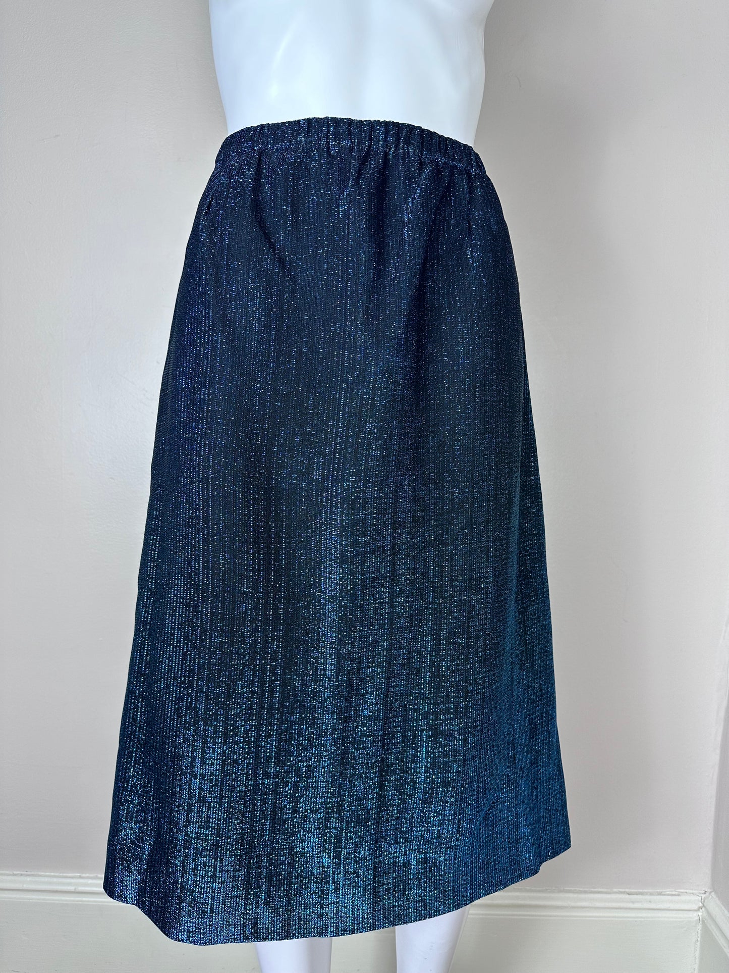1960s Blue Lurex Suit, Size Medium-Large, 3 Piece Set, Top, Skirt, Jacket