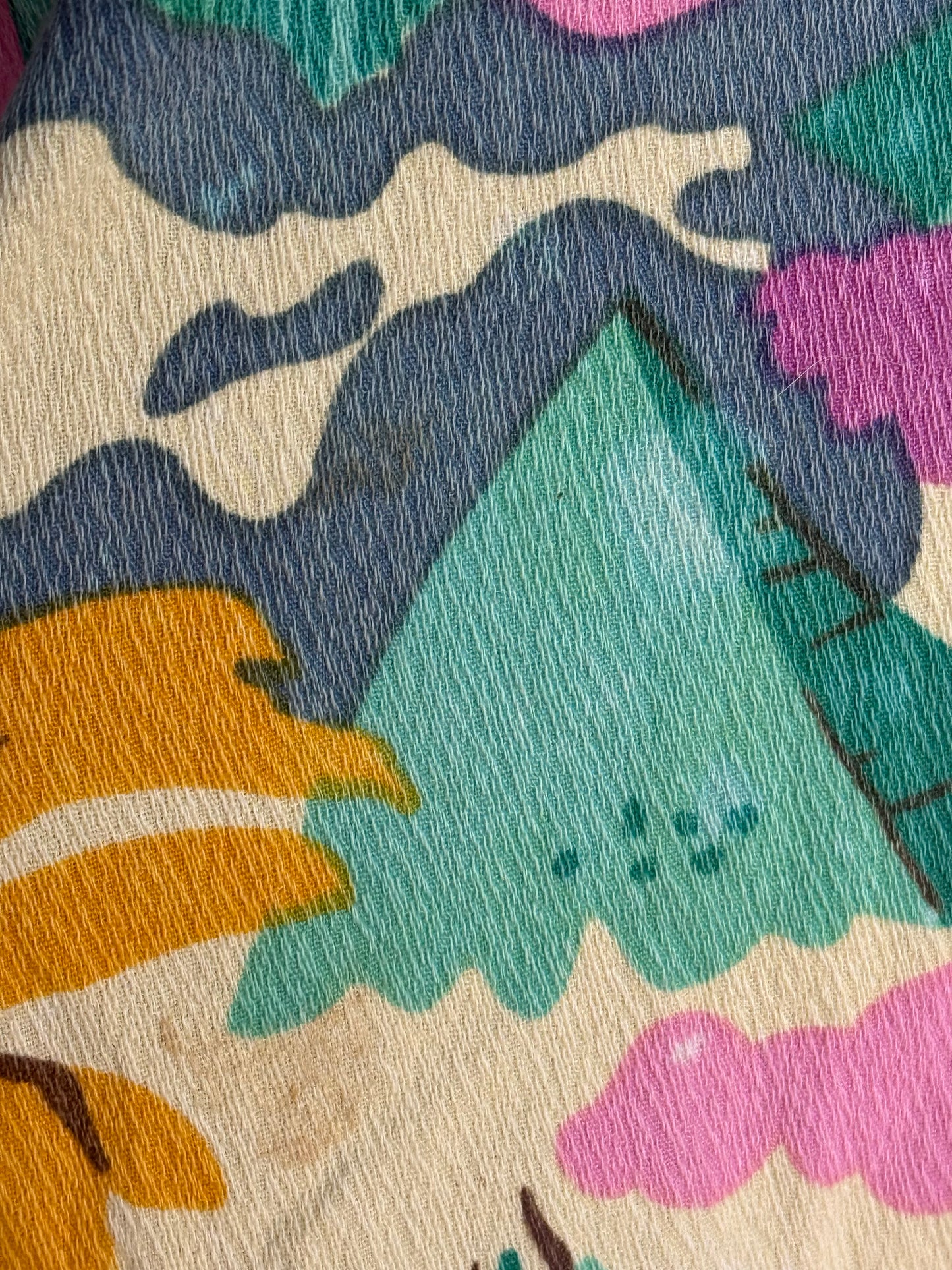 1960s/70s Psychedelic Egyptian Print Caftan Dress, Handmade Size Medium, Egyptomania