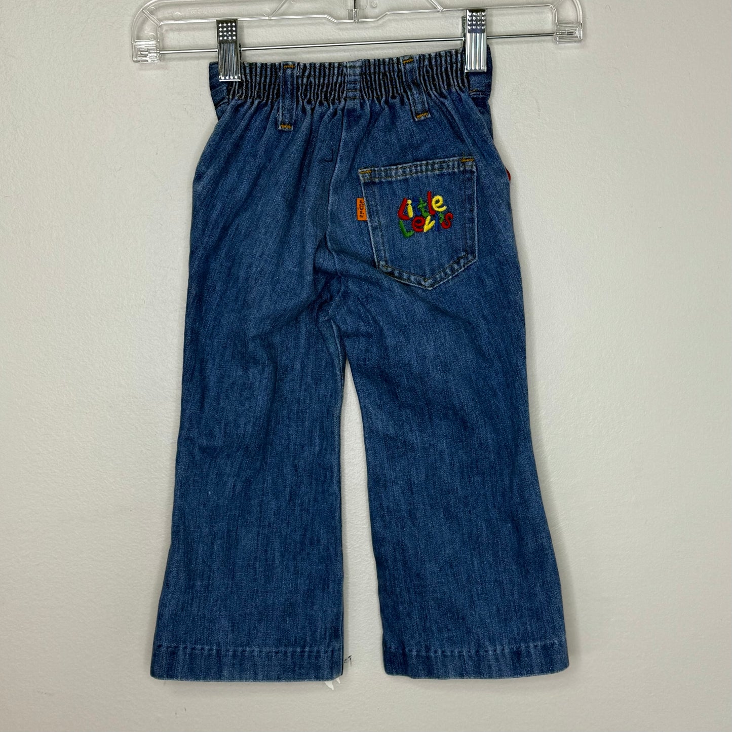 1970s Blue Jeans, Little Levi’s Size 3T, Embroidered Pocket, Orange Tab