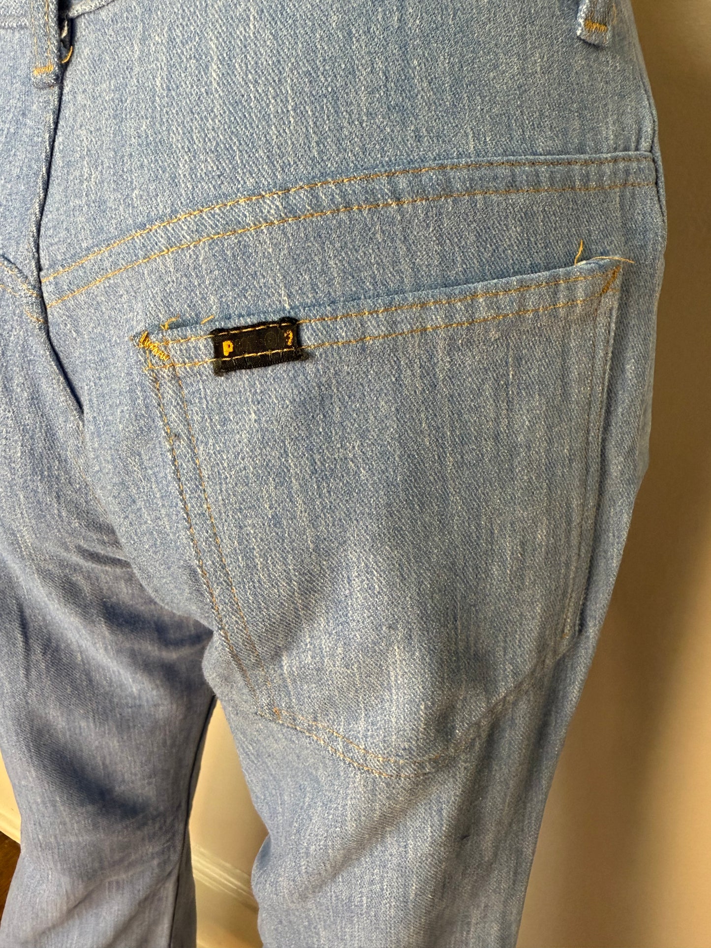 1970s Flare Leg Blue Jeans, The Put On Shop Sears, 28"x30.5", Mid Rise