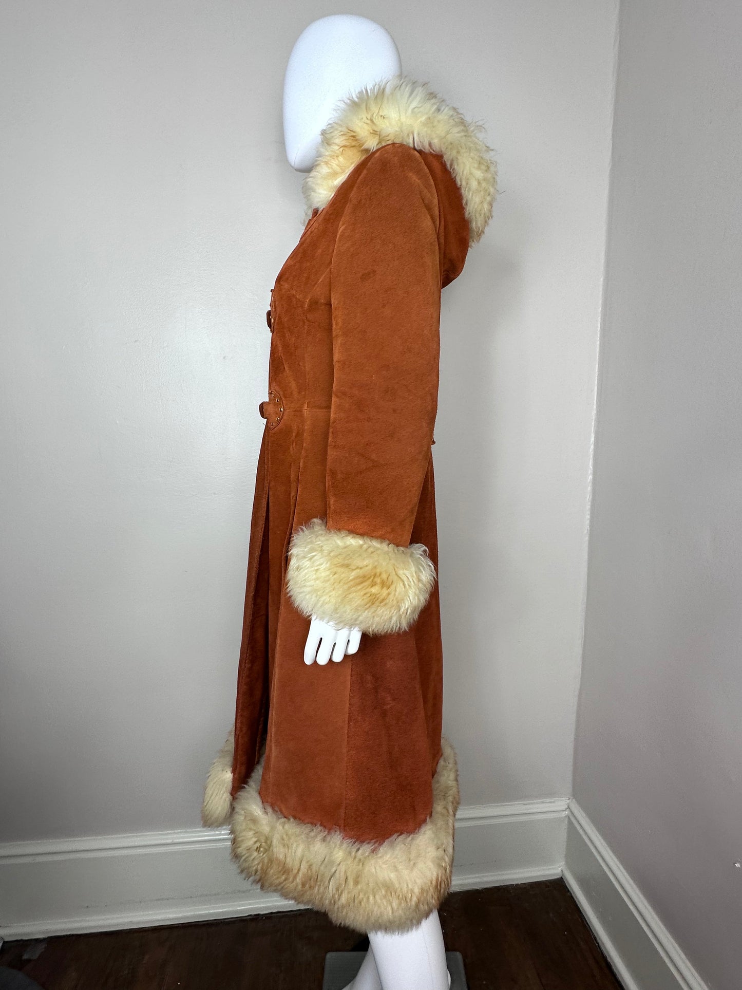 1970s Leather Coat with Lamb Fur Trim, Penny Lane, Irving Posluns Size Small