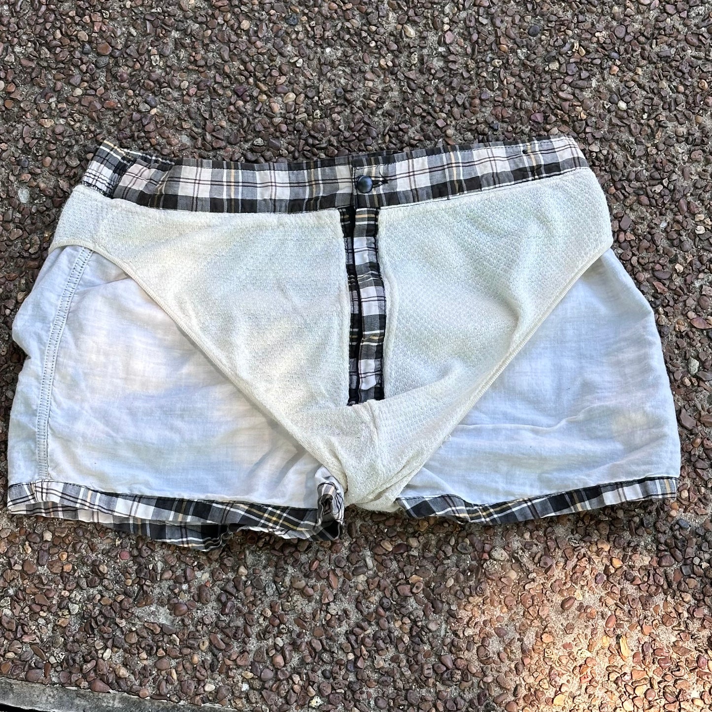 1950s Men’s Plaid Swim Trunks, Jantzen Size Medium, Cotton Swimsuit Shorts