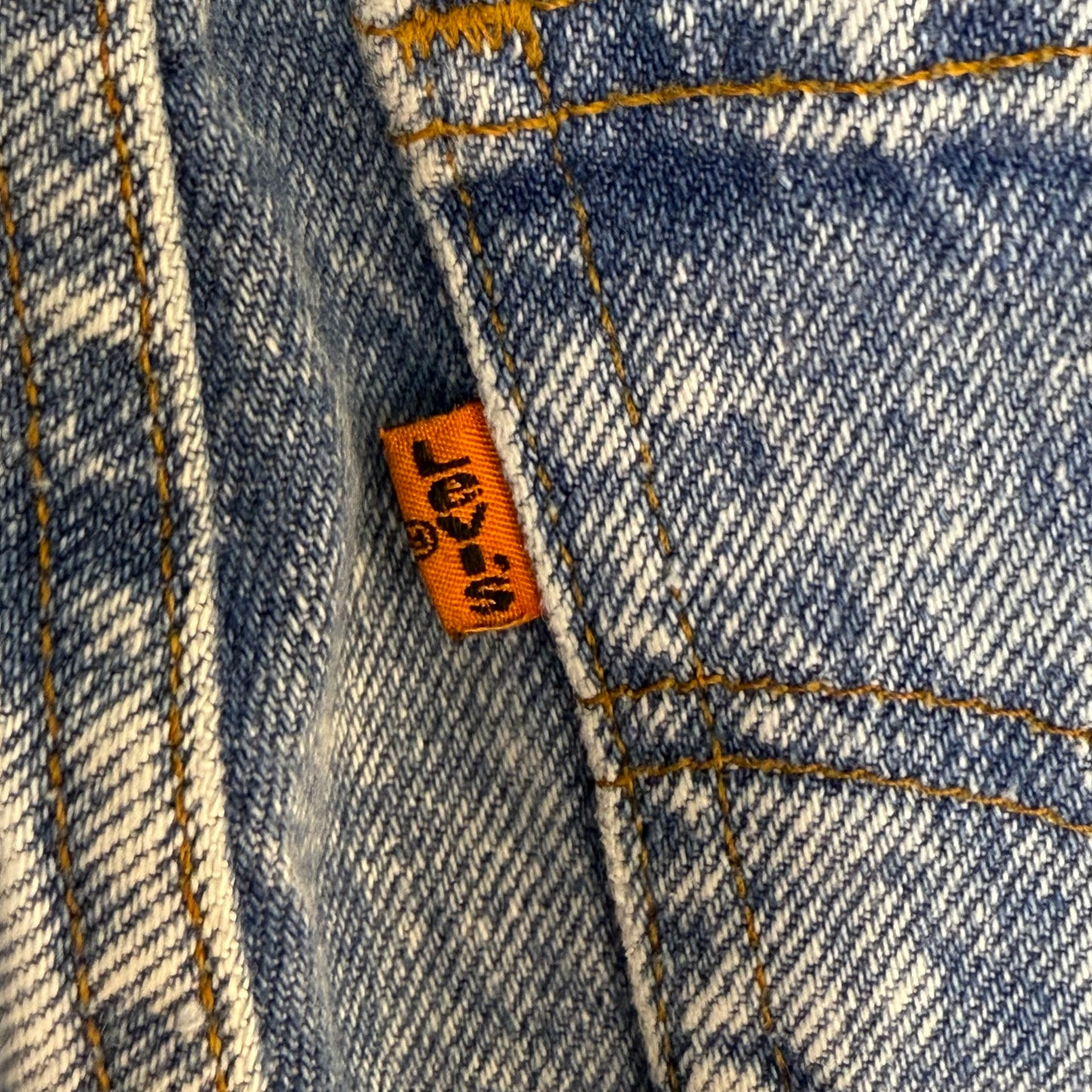 1980s Kids Acid Wash Blue Jeans, Little Levi’s Size 6, Orange Tab
