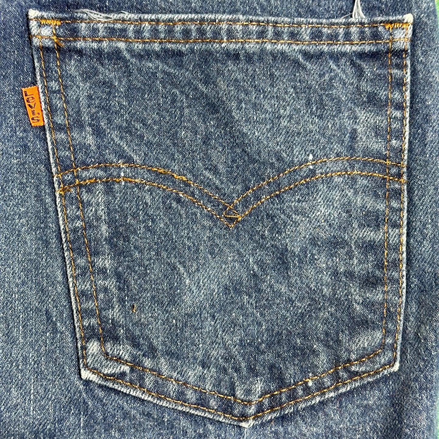 1980s Levi’s 505 Blue Jeans, 28.5"x32", Orange Tab