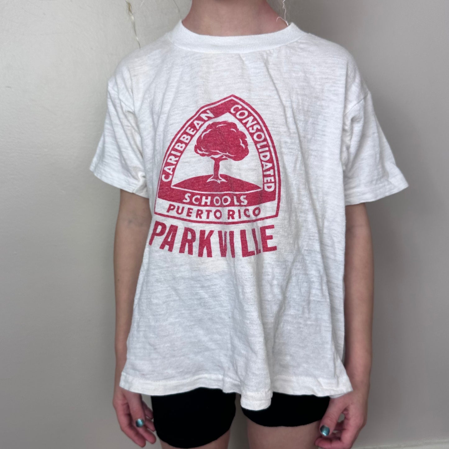 1970s Parkville Puerto Rico T-Shirt, Grana, Kids Size 8/10 Cropped/Adult XXS, Caribbean Consolidated Schools