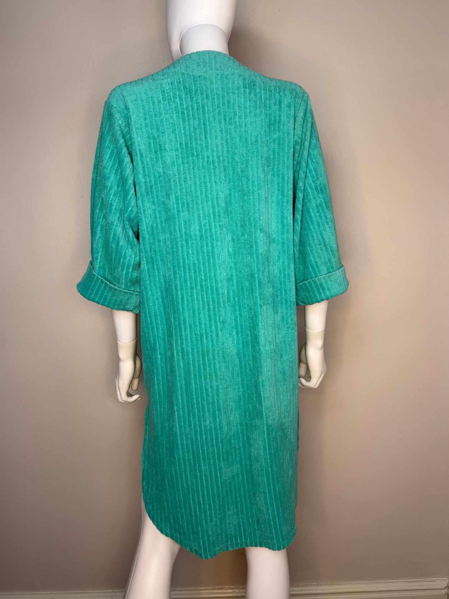 1980s Teal Terry Cloth Swimsuit Cover Up Robe, Jantzen Size Small-Medium, Beach Jacket
