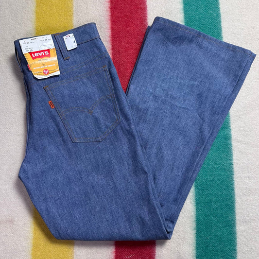 1970s Levi’s 946 Bell bottom Blue Jeans, 33"x29", Deadstock with Tags