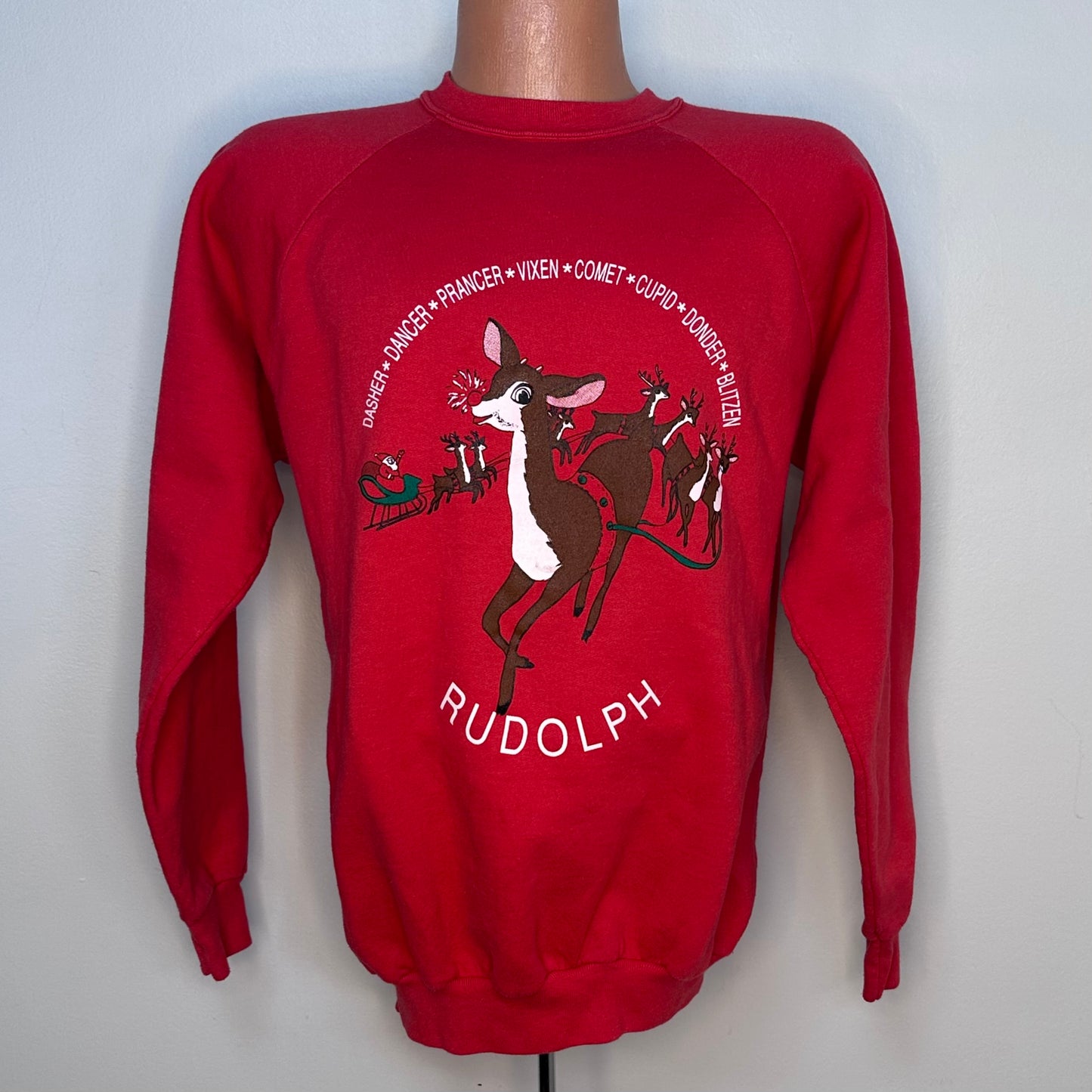 1990s Rudolph the Red Nose Reindeer Sweatshirt, Christmas Sweater, Active Sportswear Size XL