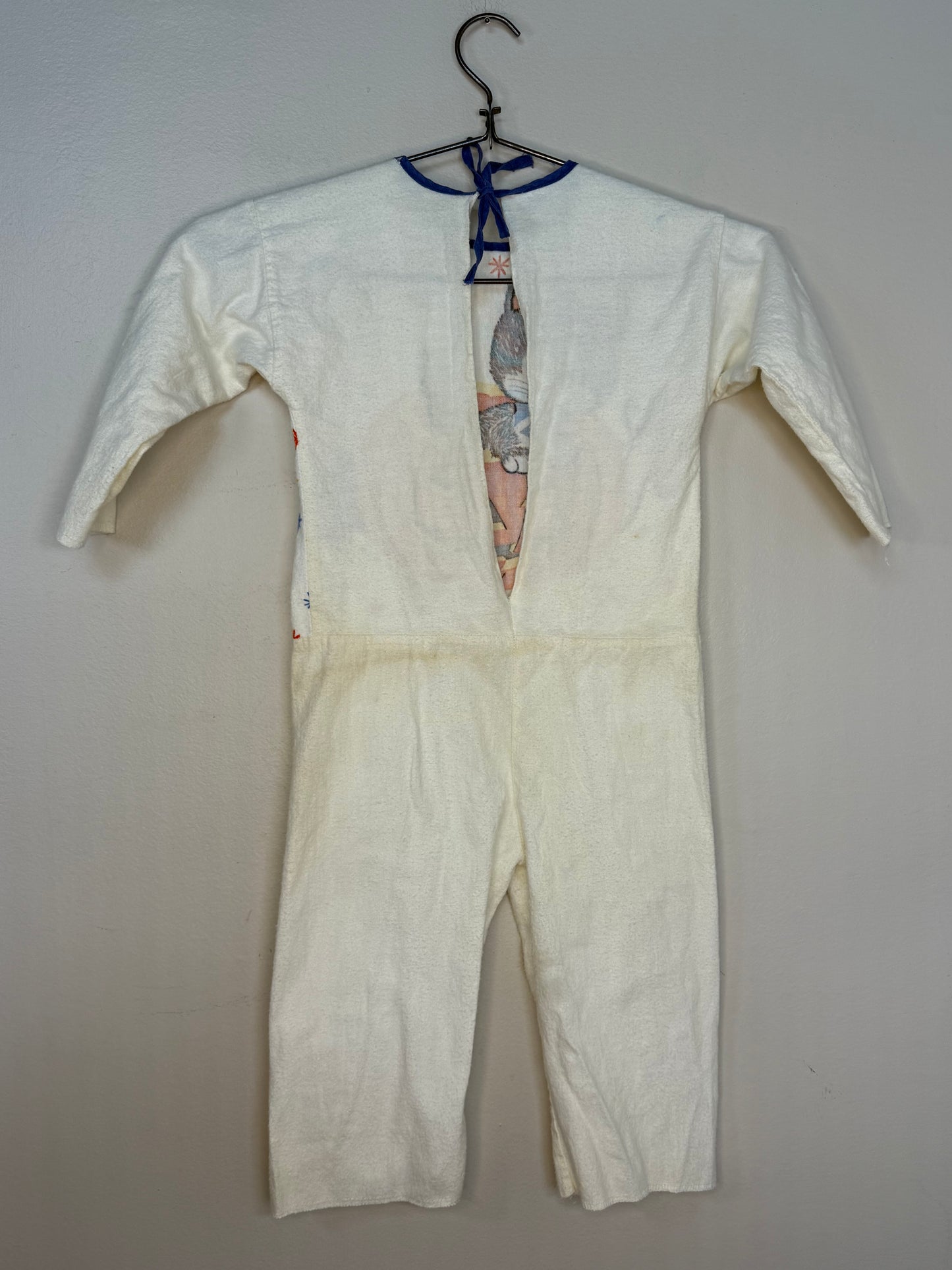 1960s Cat Halloween Costume, Ben Cooper Size 3T, One Piece Flannel Jumpsuit, 1969