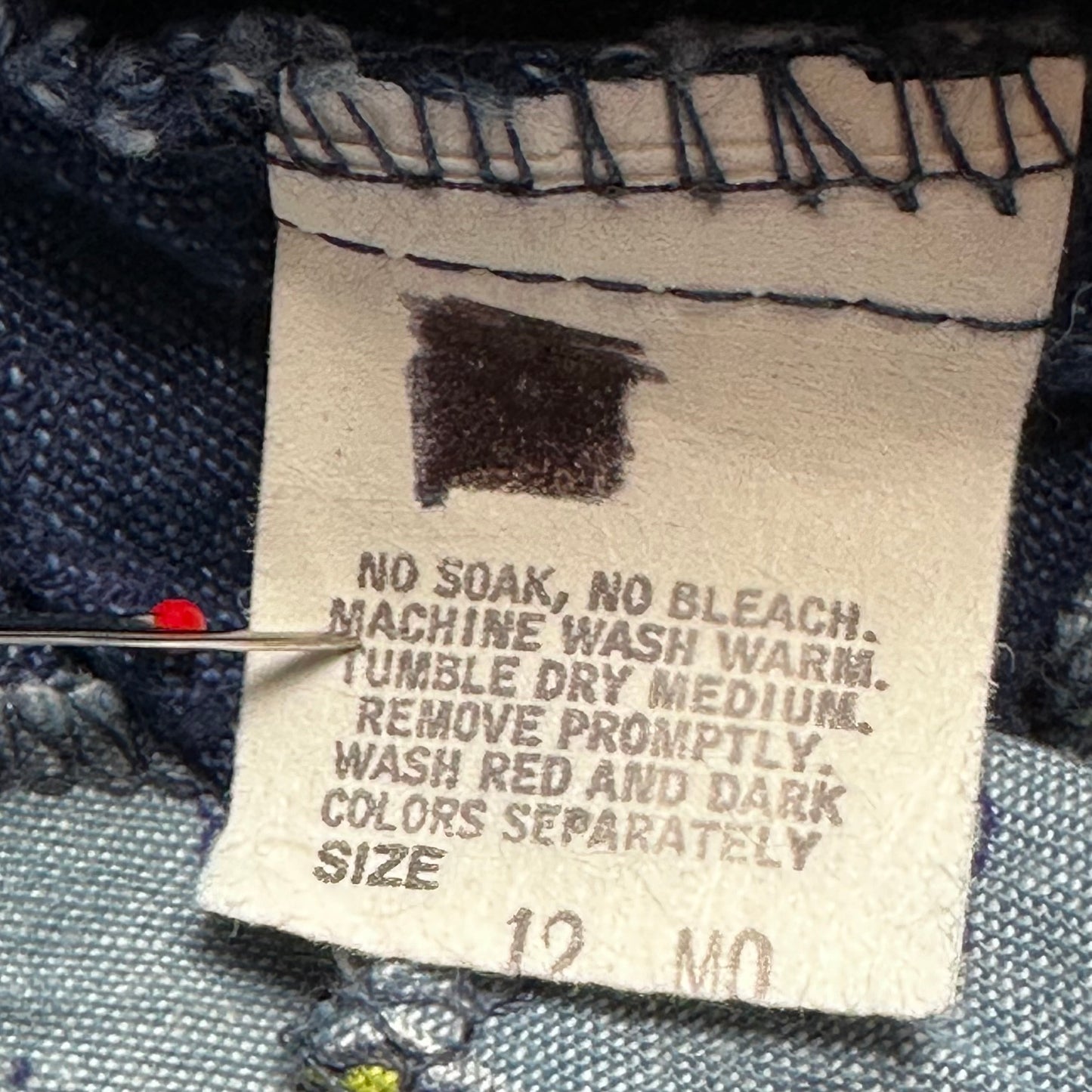 1980s/90s OshKosh Overalls, Size 12M, Stripe Denim with Neon Buttons, Dolls and Hearts Lining