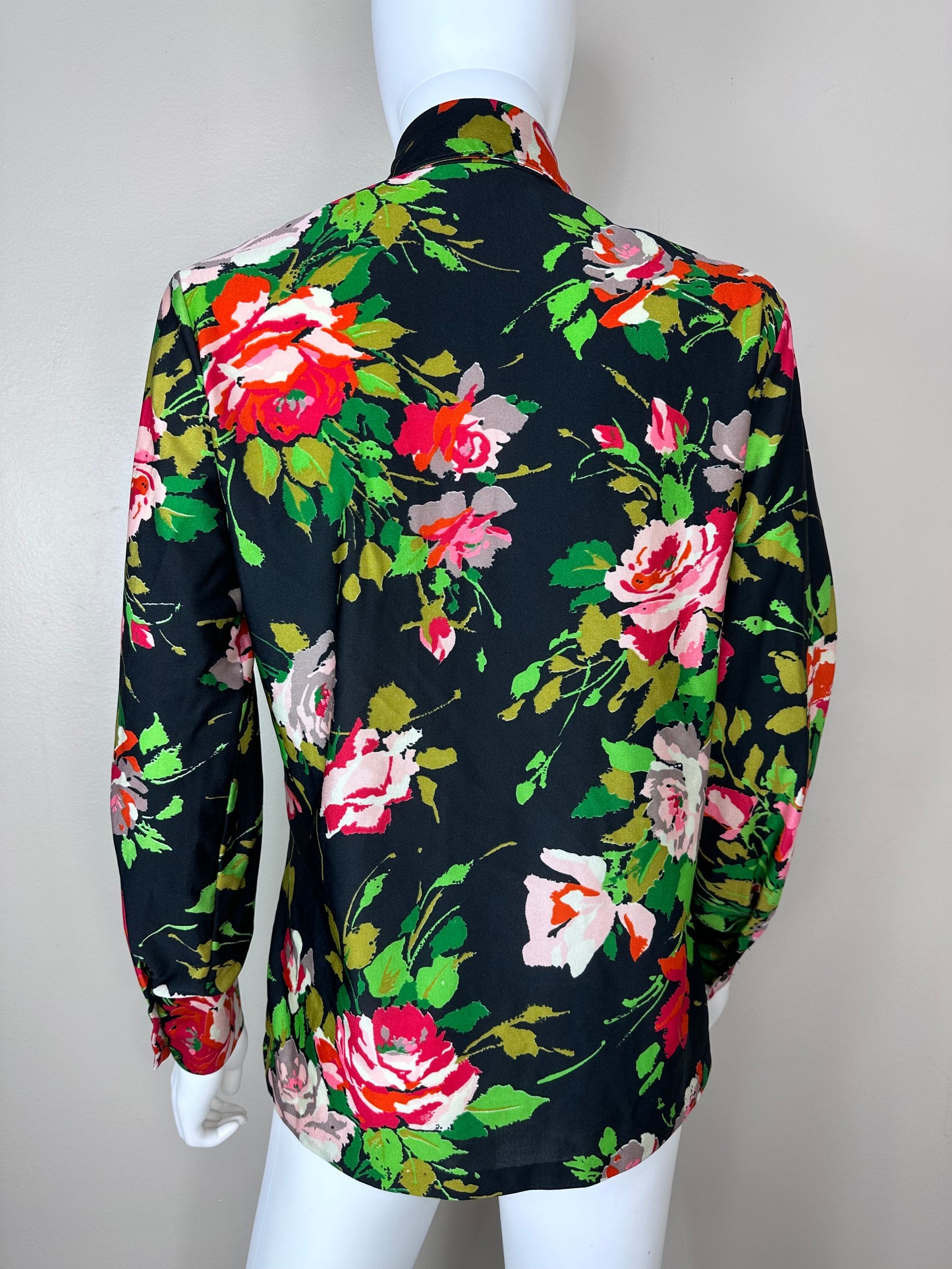1970s Floral Nylon Blouse, Ship ‘n Shore Size M-L