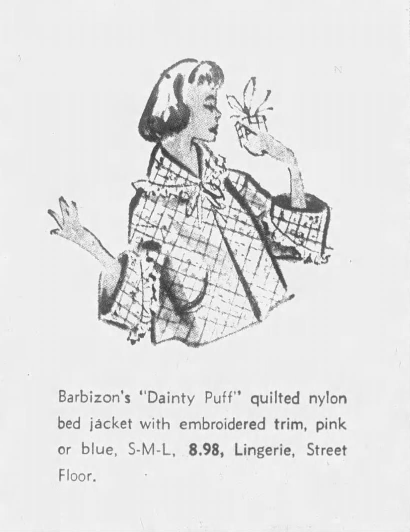 1950s Barbizon Dainty Puff Bed Jacket, Size Large, Floral Quilted Nylon