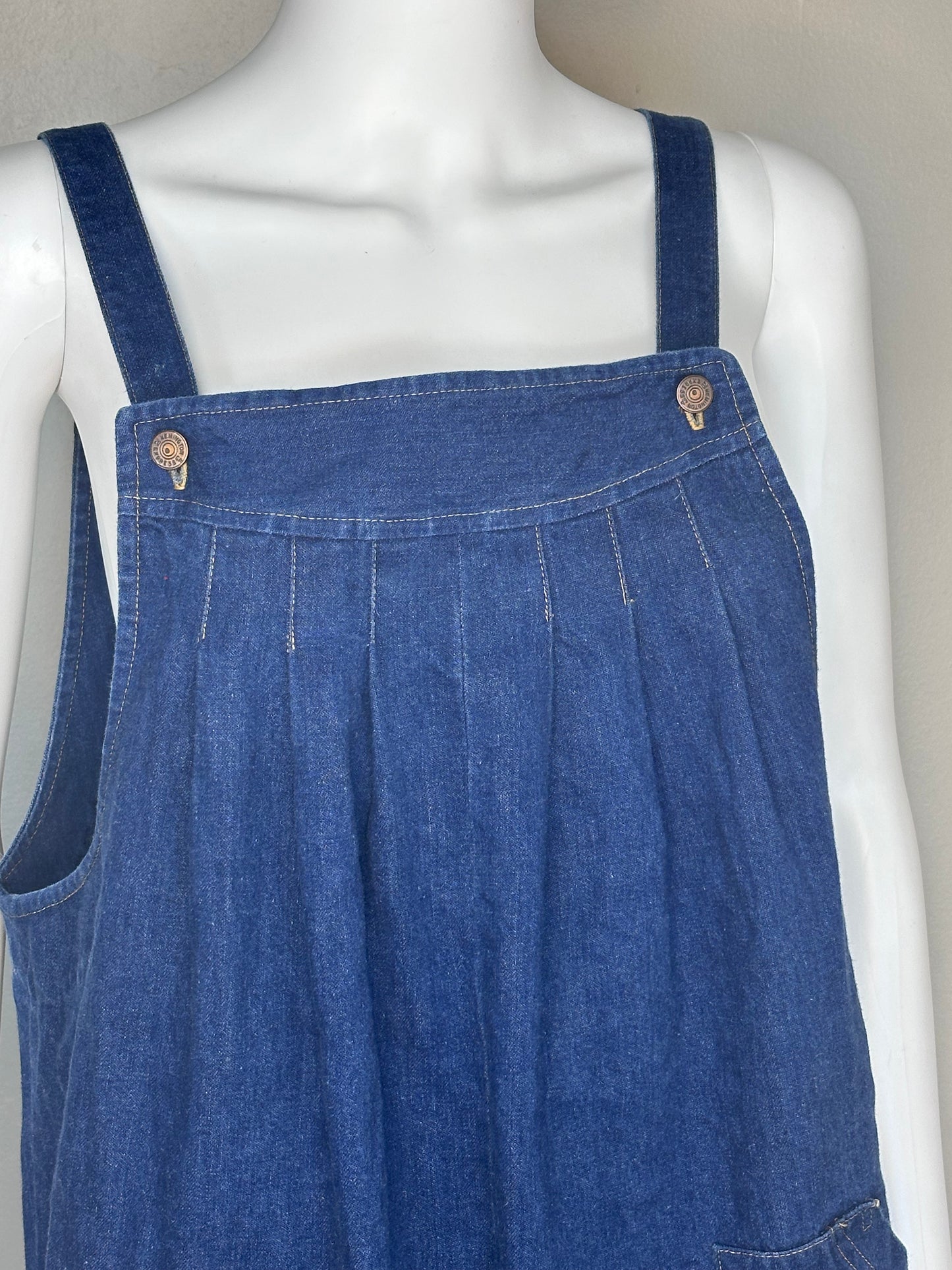 1970s/80s Denim Overalls, Blue Jean Dungarees Size Large