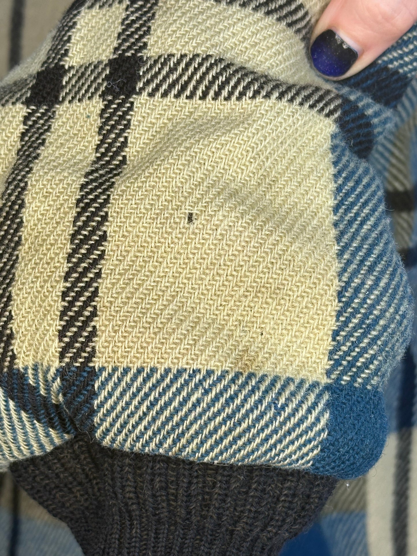 1950s/60s Blue Plaid Wool Hooded Jacket, Woolrich Size Medium