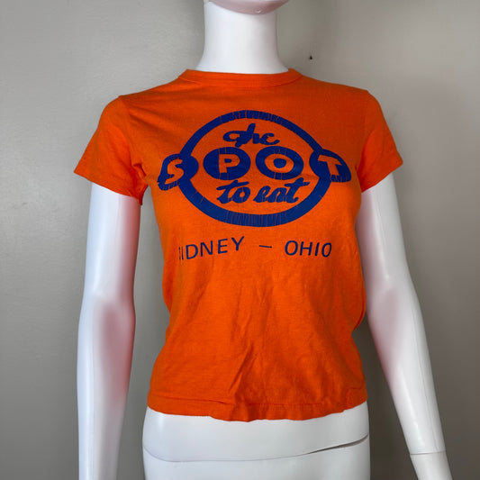 1970s The Spot To Eat Sidney Ohio T-Shirt, Hanes Youth Large/Adult XS