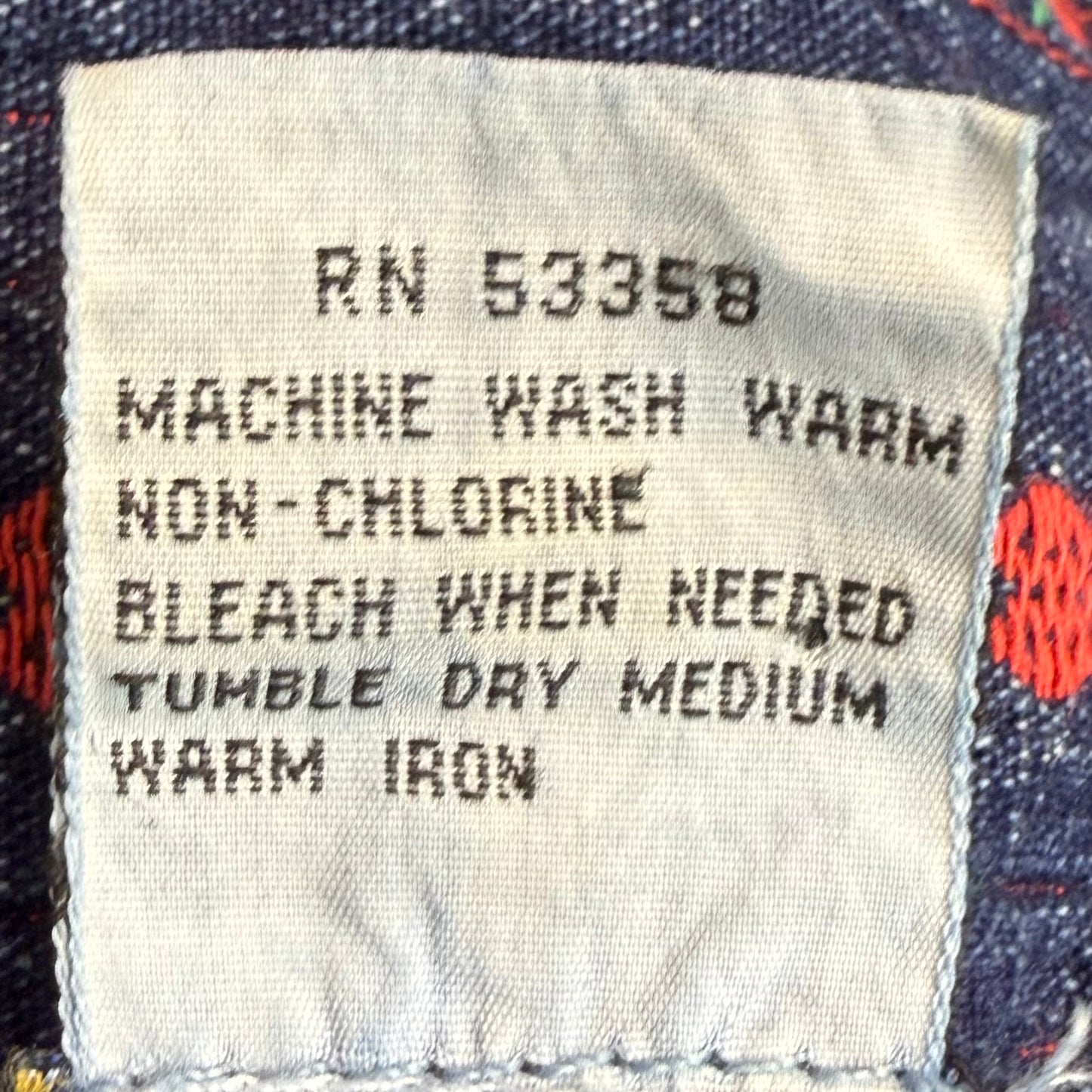 1990s Denim Jacket with Apples, T.C.F.S. Size Medium, Teacher Style