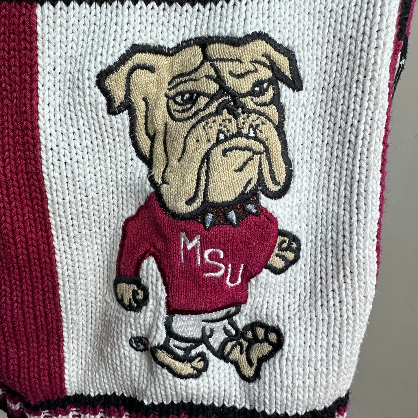 1990s/Y2K Mississippi State University Football Cardigan Sweater, Birch Bros Size Large, MSU Bulldogs