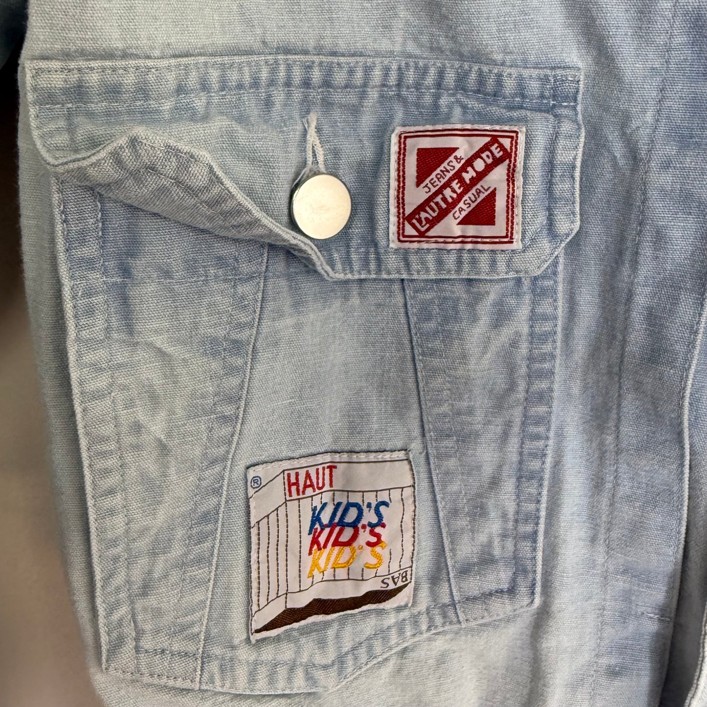 1980s Kids Denim Jacket with Patches, L’Autre Mode Size 9/10
