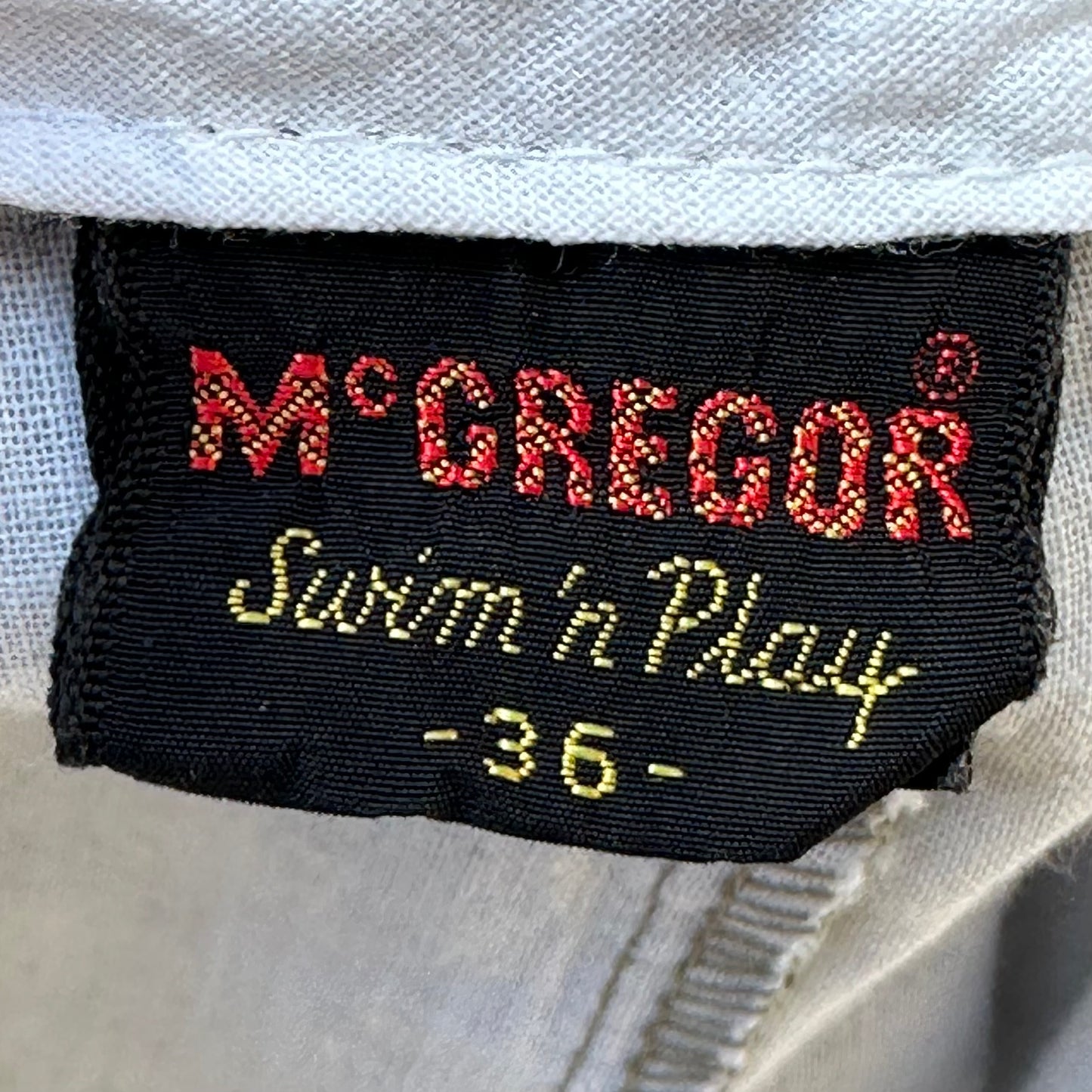 1960s Men’s Khaki Shorts, McGregor Swim ‘n Play Size Medium, New Old Stock with Tag