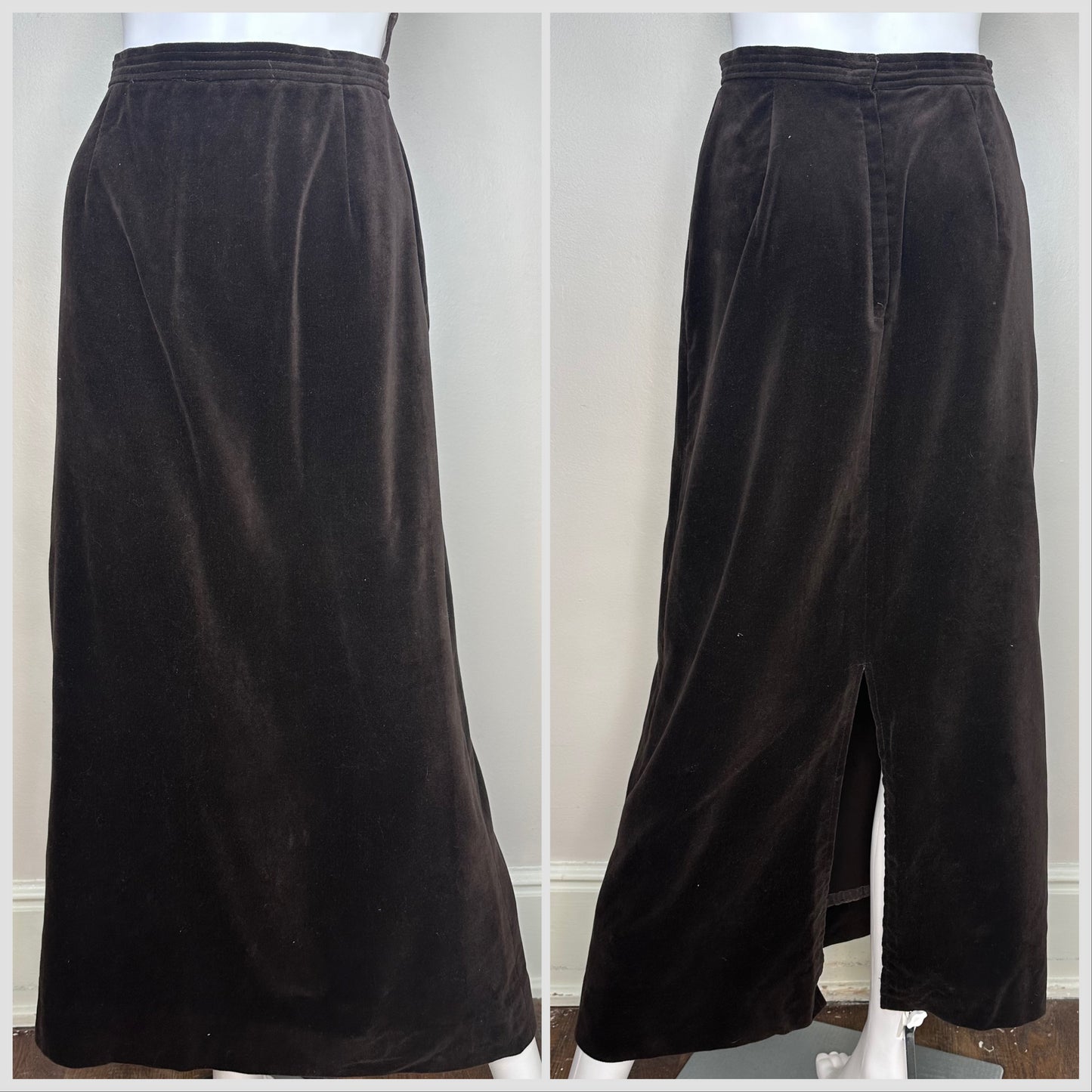 1970s Brown Velvet Suit, Blazer and Maxi Skirt, The Villager Size XS