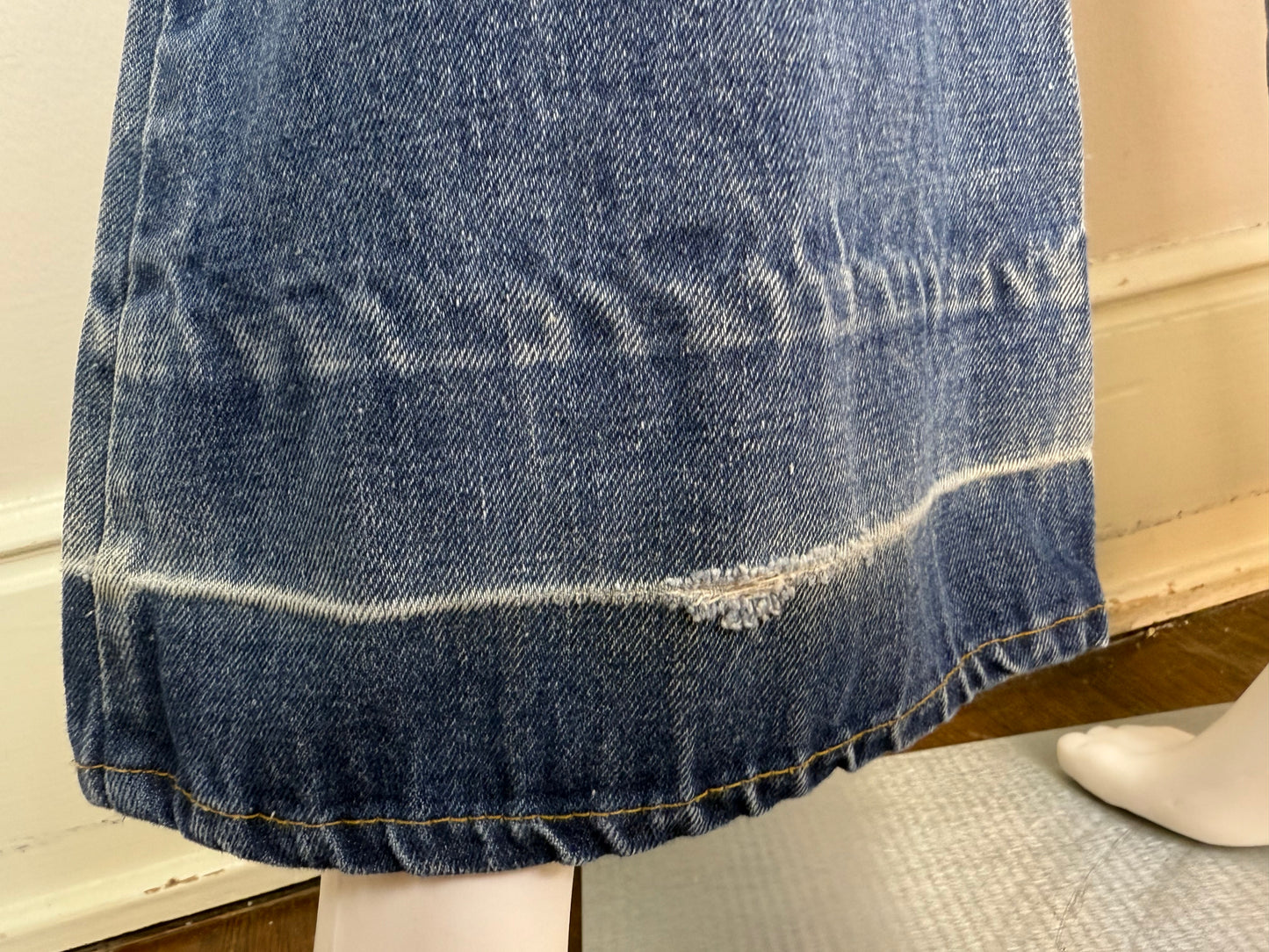 1970s Levi’s 684 Bellbottom Blue Jeans, 29"x31", Orange Tab